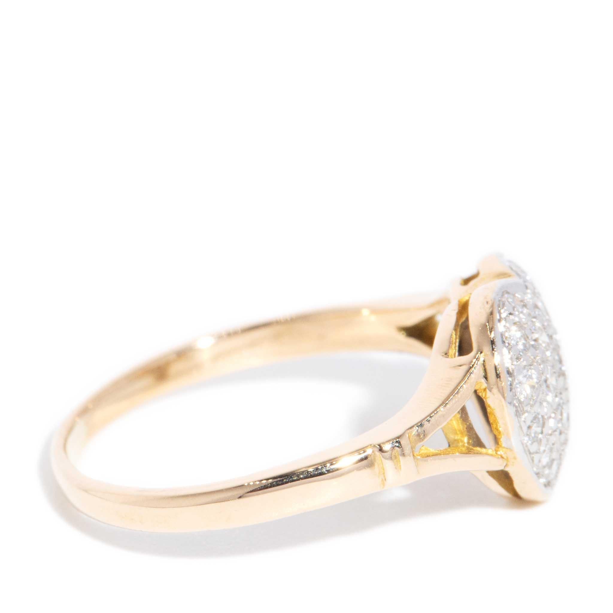 Vintage Circa 1980s Heart Diamond Ring 18 Carat Yellow & White Gold 1