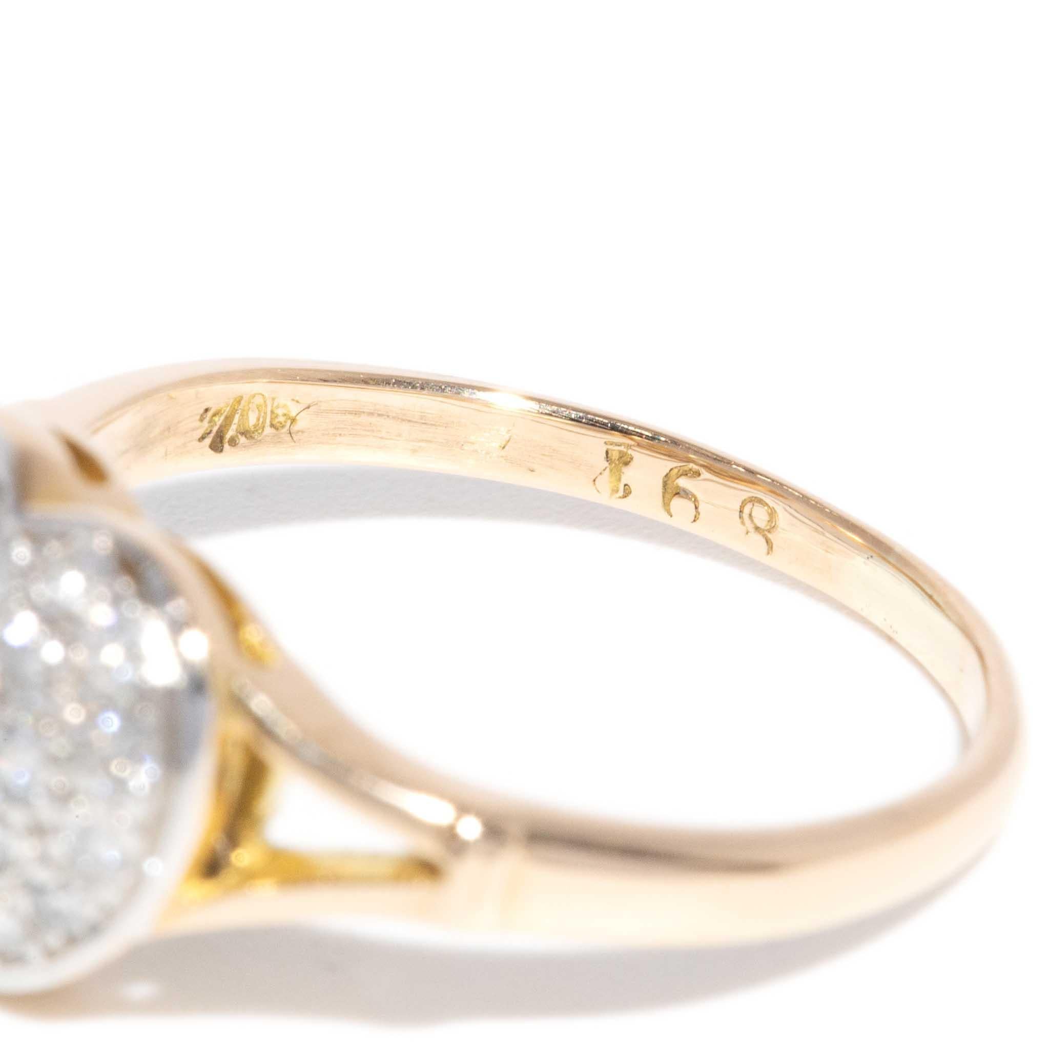 Vintage Circa 1980s Heart Diamond Ring 18 Carat Yellow & White Gold 3