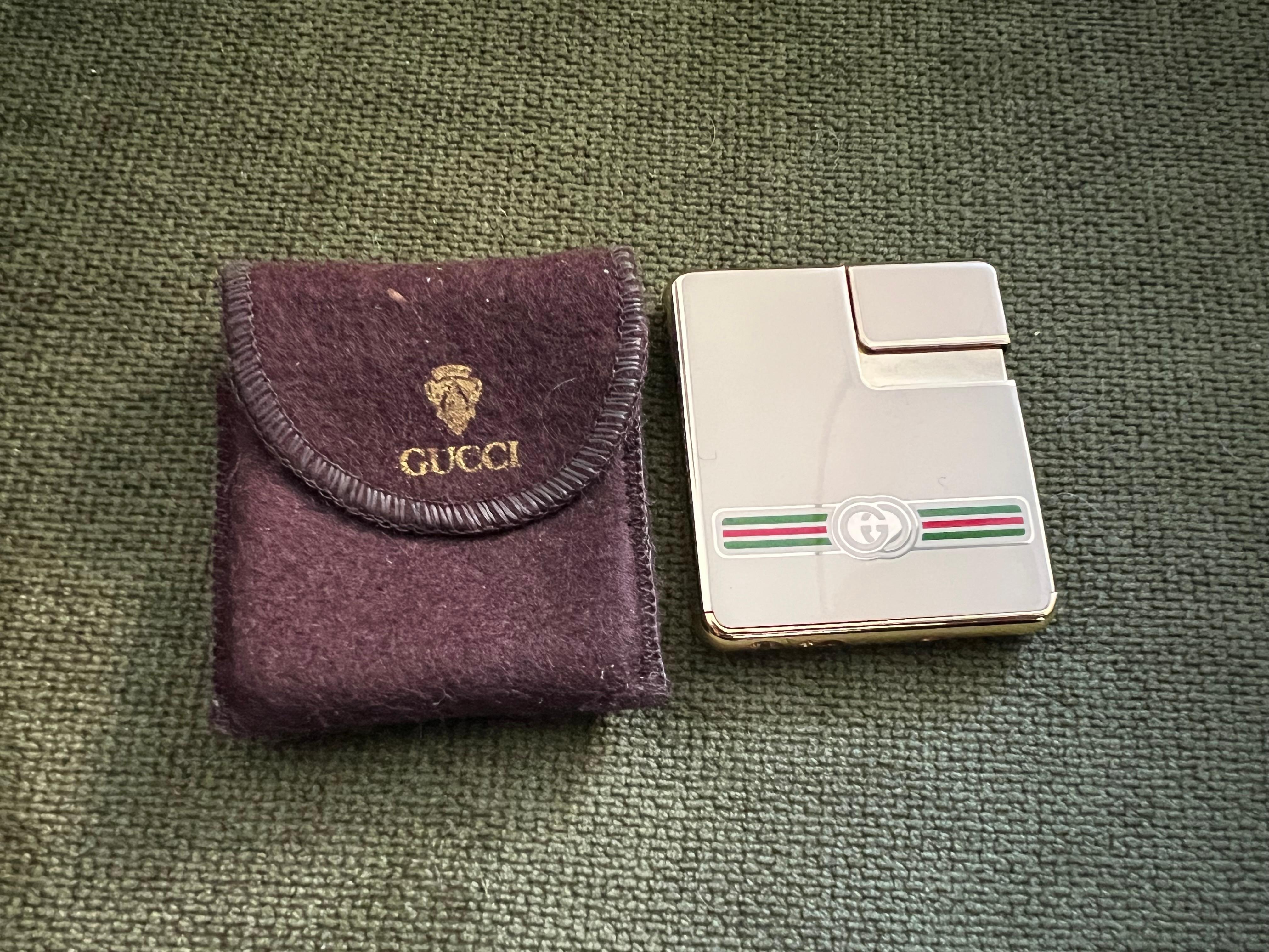 Vintage Circa 1980 Logo Gucci Lights En Plaqué Or 18K & Émail Crème 6