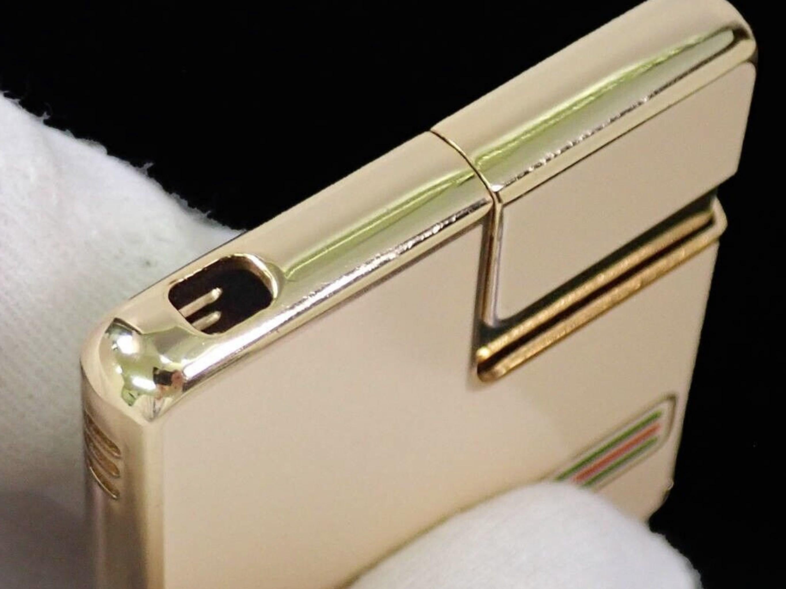 Vintage Circa 1980 Logo Gucci Lights En Plaqué Or 18K & Émail Crème 1
