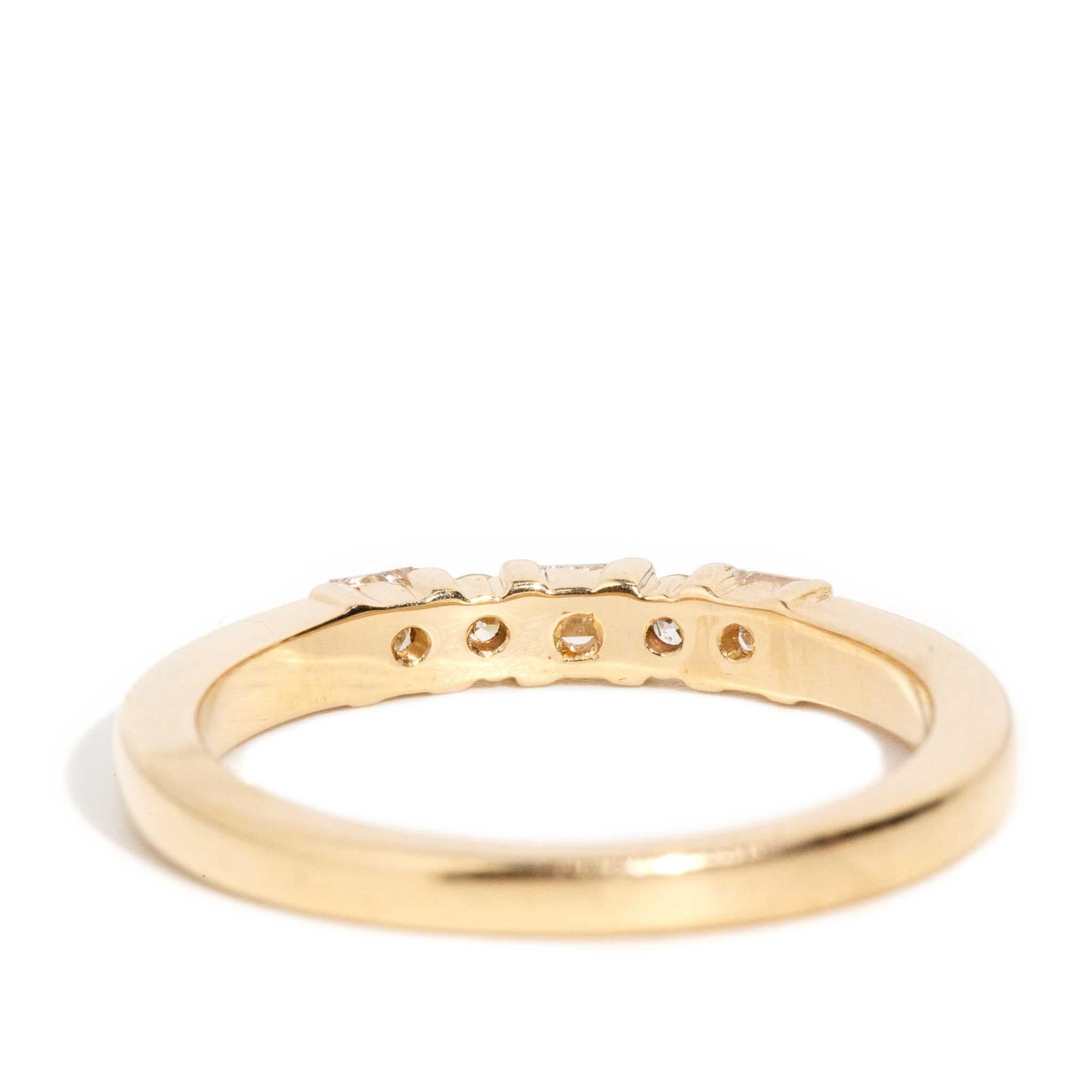 Bague empilable vintage en or jaune 18 carats avec diamants tailles mixtes des années 1980 Pour femmes en vente