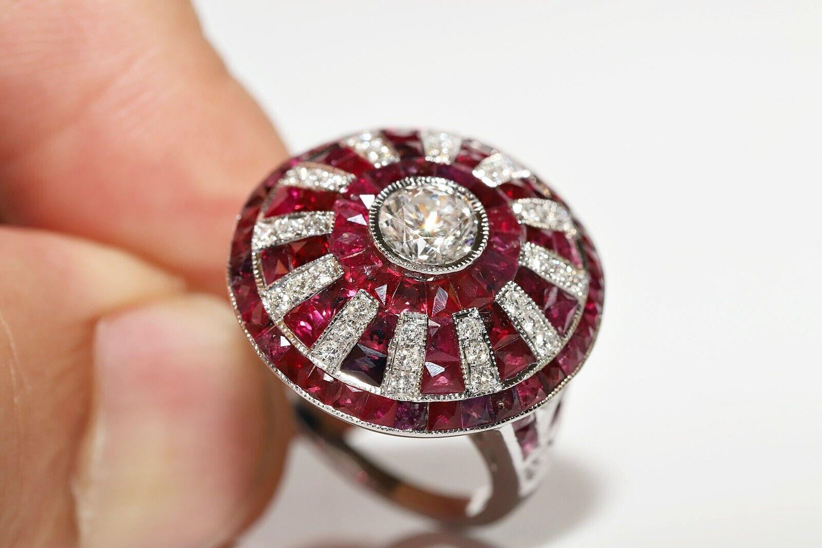 Women's Vintage Circa 1980s Natural Diamond And Caliber Ruby Decorated Ring For Sale