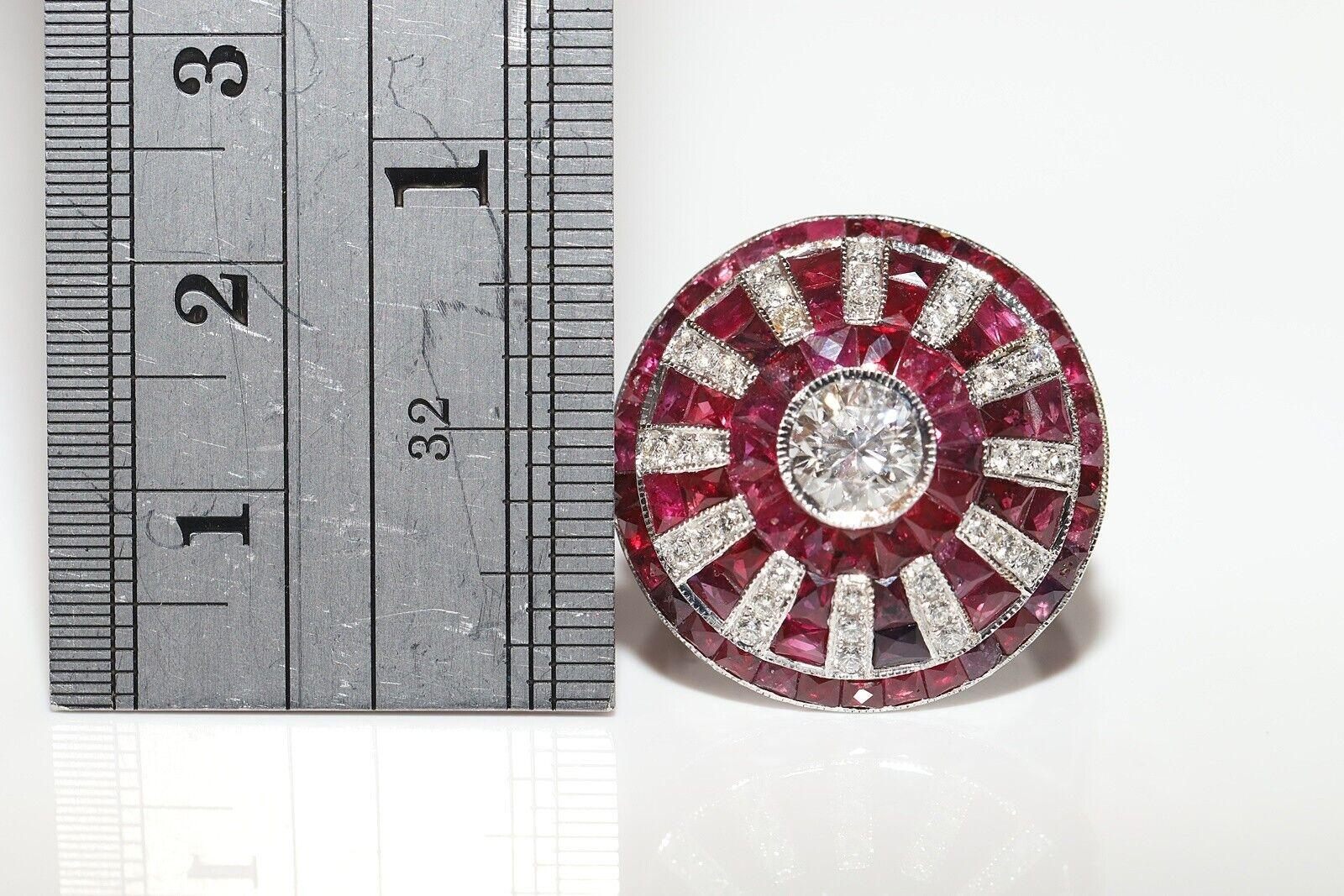 Vintage Circa 1980s Natural Diamond And Caliber Ruby Decorated Ring For Sale 1