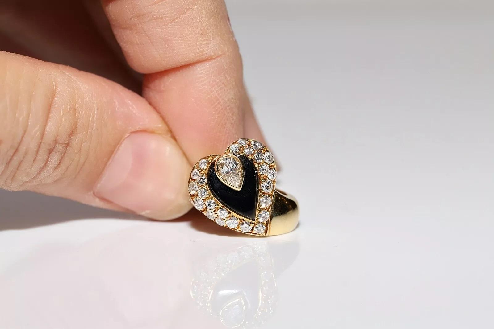 Vintage Circa 1980s Natural Diamond And Onyx Decorated Earring For Sale 4