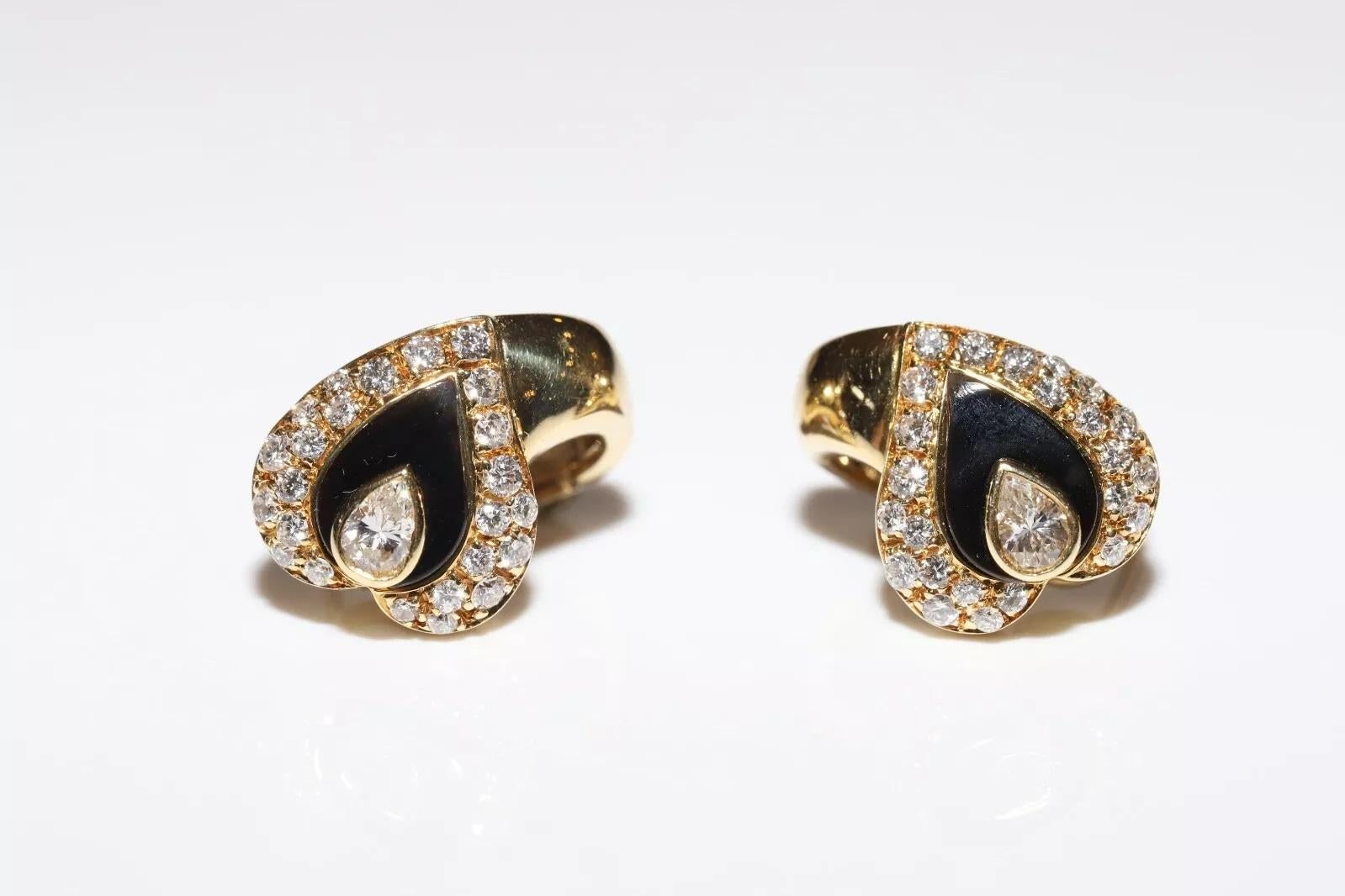 Women's Vintage Circa 1980s Natural Diamond And Onyx Decorated Earring For Sale
