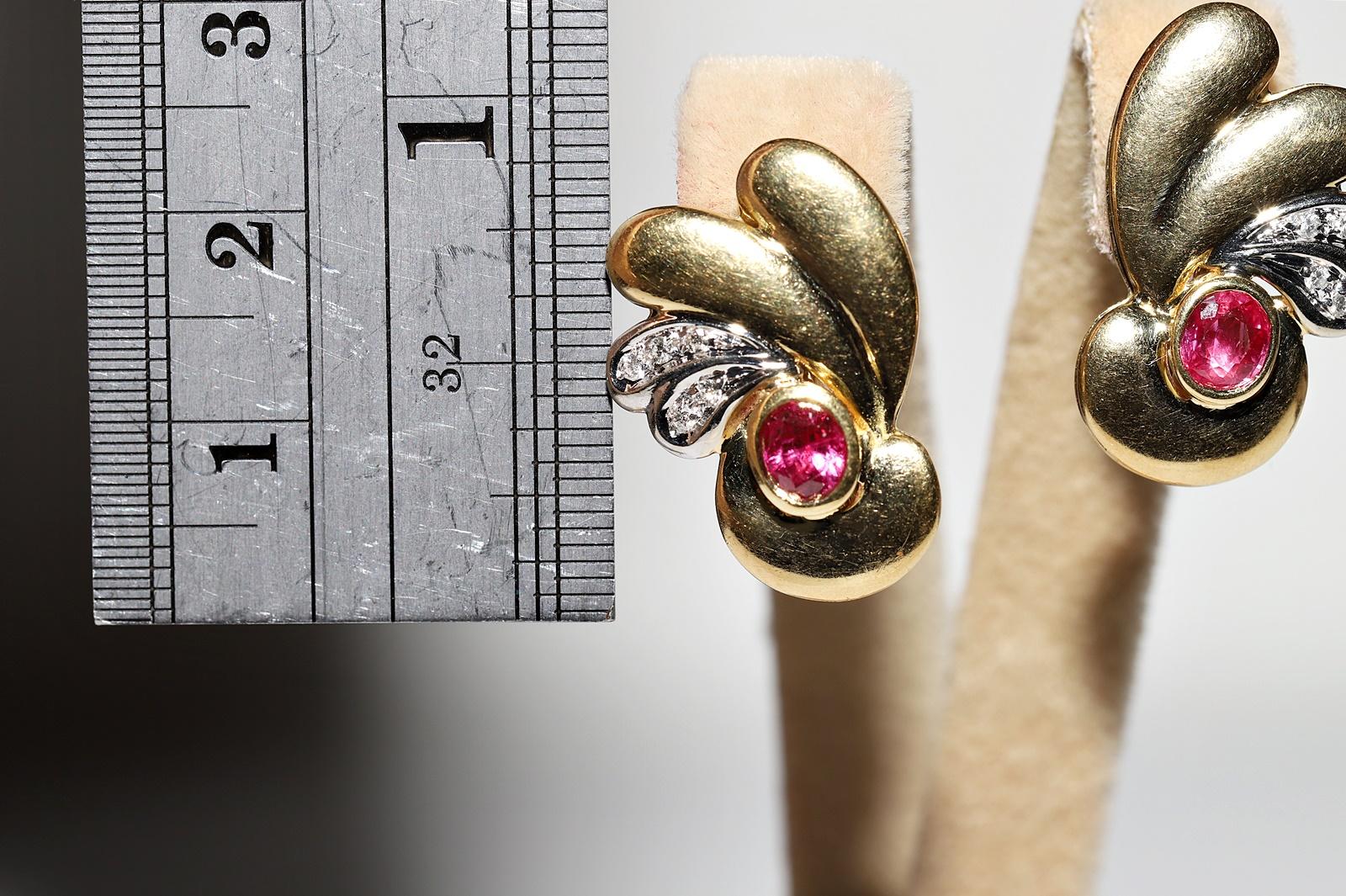 Retro Vintage Circa 1980s Natural Diamond And Ruby Decorated Earring  For Sale