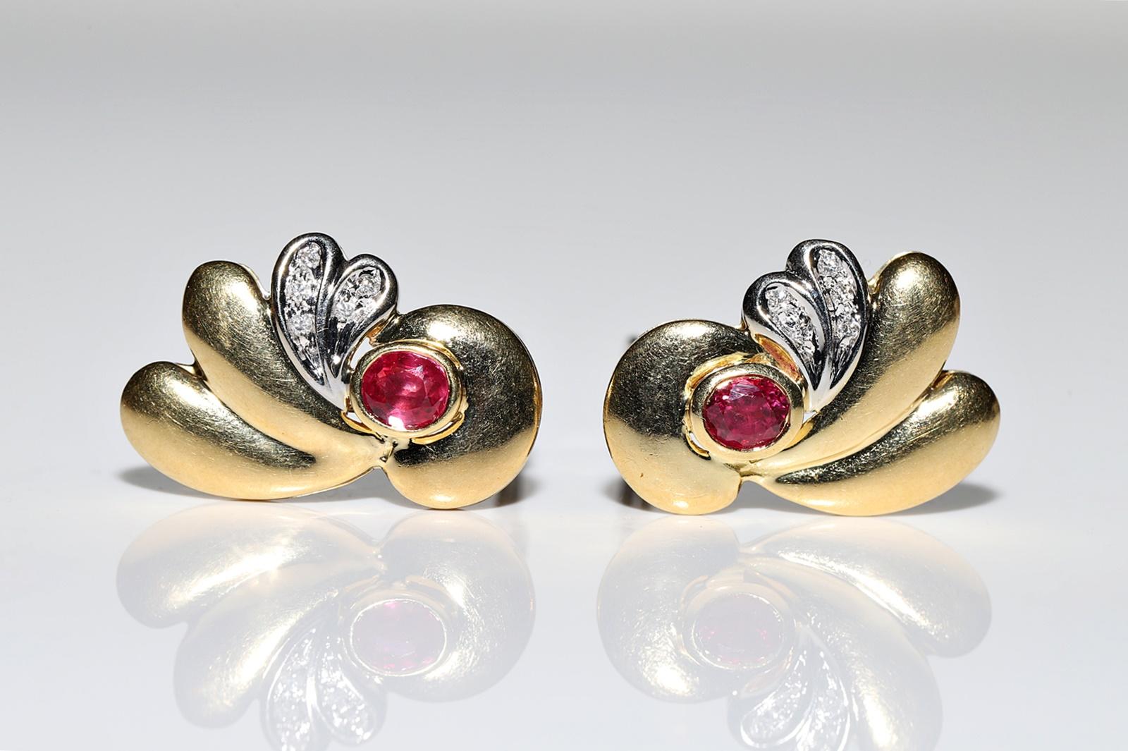 Brilliant Cut Vintage Circa 1980s Natural Diamond And Ruby Decorated Earring  For Sale