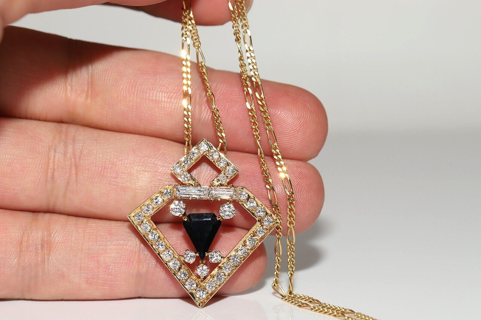 Vintage Circa 1980s Natural Diamond And Sapphire Decorated Necklace For Sale 4