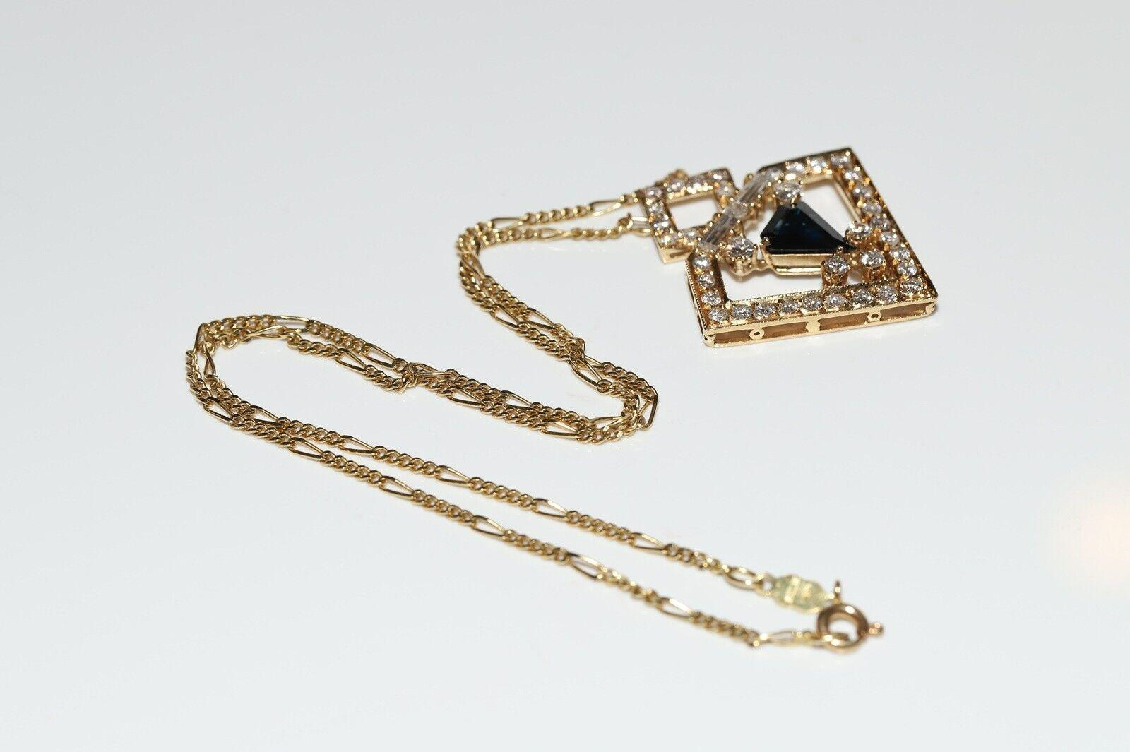 Vintage Circa 1980s Natural Diamond And Sapphire Decorated Necklace For Sale 6