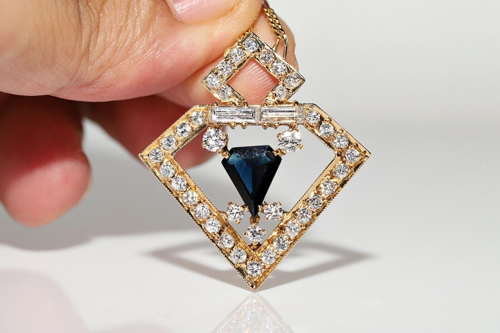 Vintage Circa 1980s Natural Diamond And Sapphire Decorated Necklace For Sale 8