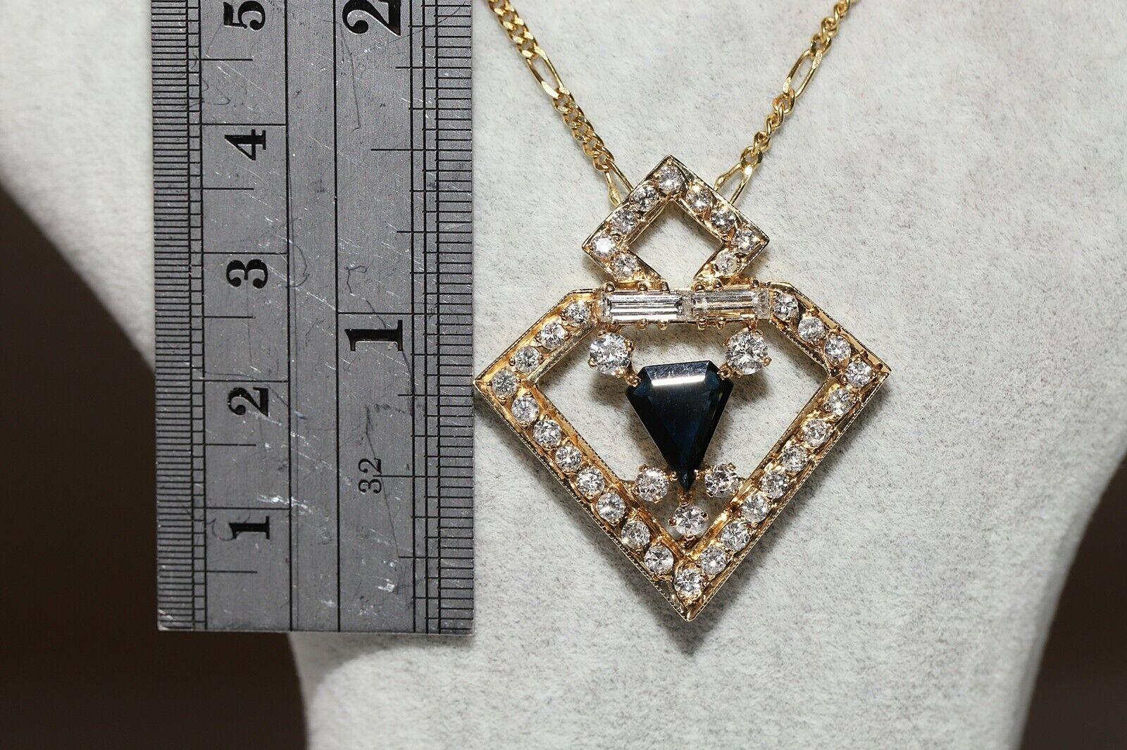 Retro Vintage Circa 1980s Natural Diamond And Sapphire Decorated Necklace For Sale