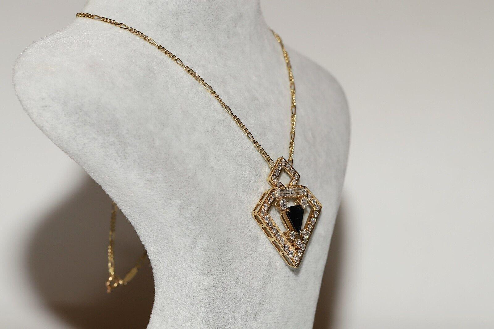 Deko-Halskette mit natürlichen Diamanten und Saphiren, Vintage, ca. 1980er Jahre (Brillantschliff) im Angebot