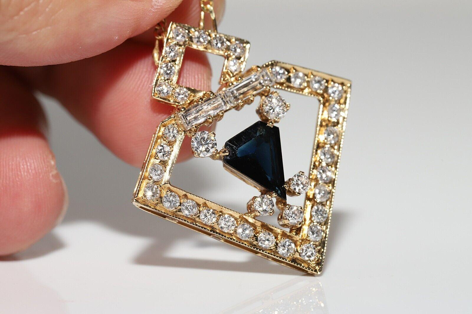 Vintage Circa 1980s Natural Diamond And Sapphire Decorated Necklace In Good Condition For Sale In Fatih/İstanbul, 34