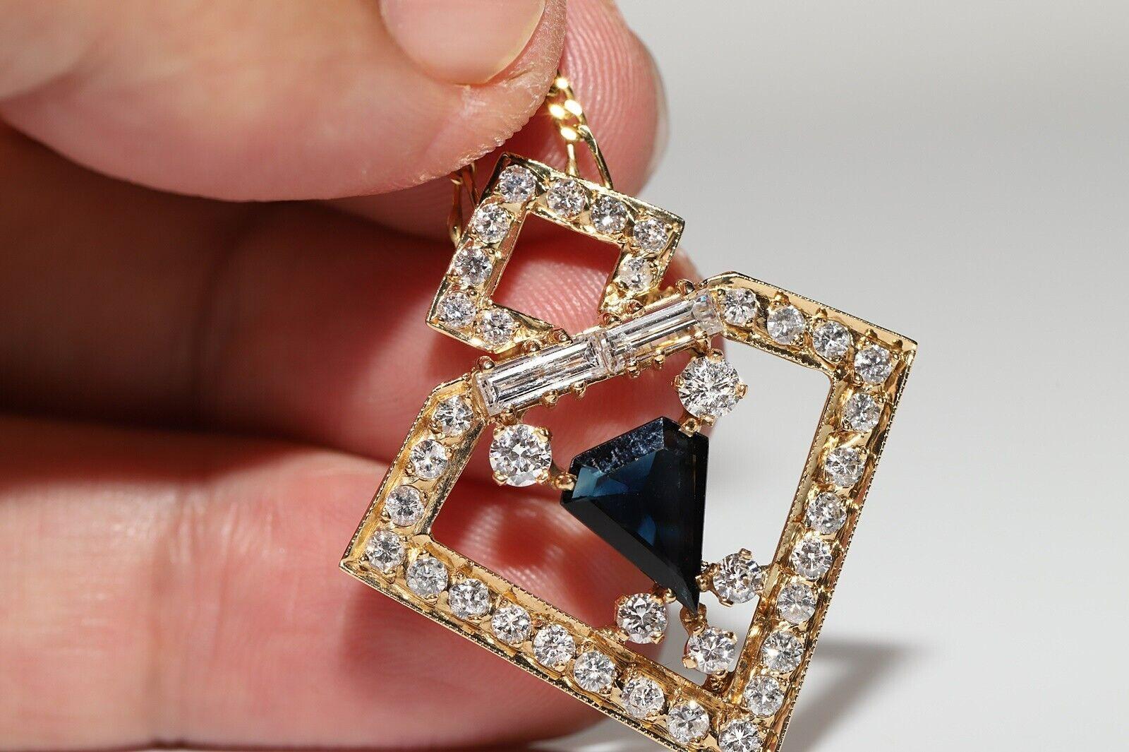 Vintage Circa 1980s Natural Diamond And Sapphire Decorated Necklace For Sale 1