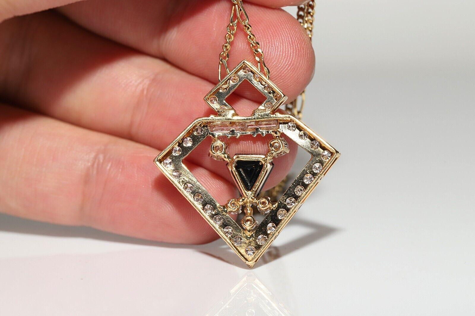 Vintage Circa 1980s Natural Diamond And Sapphire Decorated Necklace For Sale 2