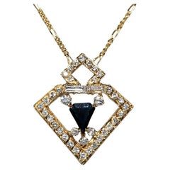 Vintage Circa 1980s Natural Diamond And Sapphire Decorated Necklace