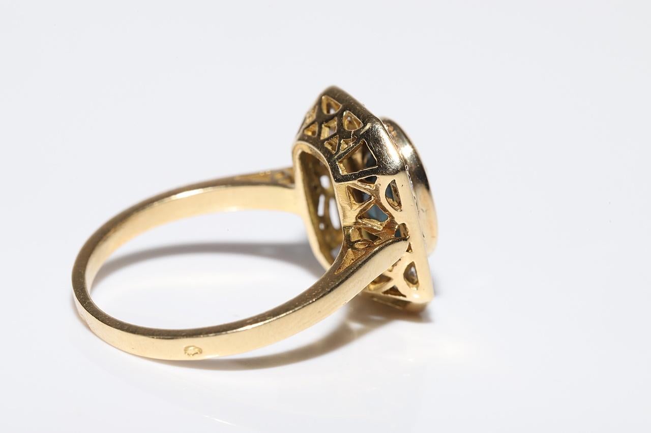 Dekorierter Vintage-Ring mit natürlichem Diamant und Saphir, ca. 1980er Jahre im Angebot 4