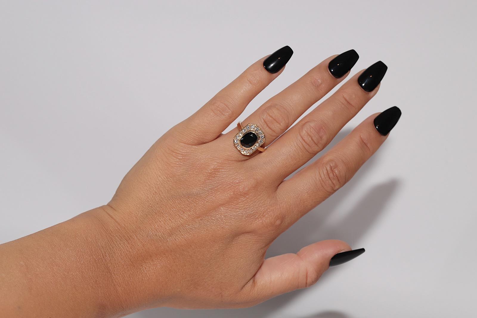 Dekorierter Vintage-Ring mit natürlichem Diamant und Saphir, ca. 1980er Jahre im Angebot 7