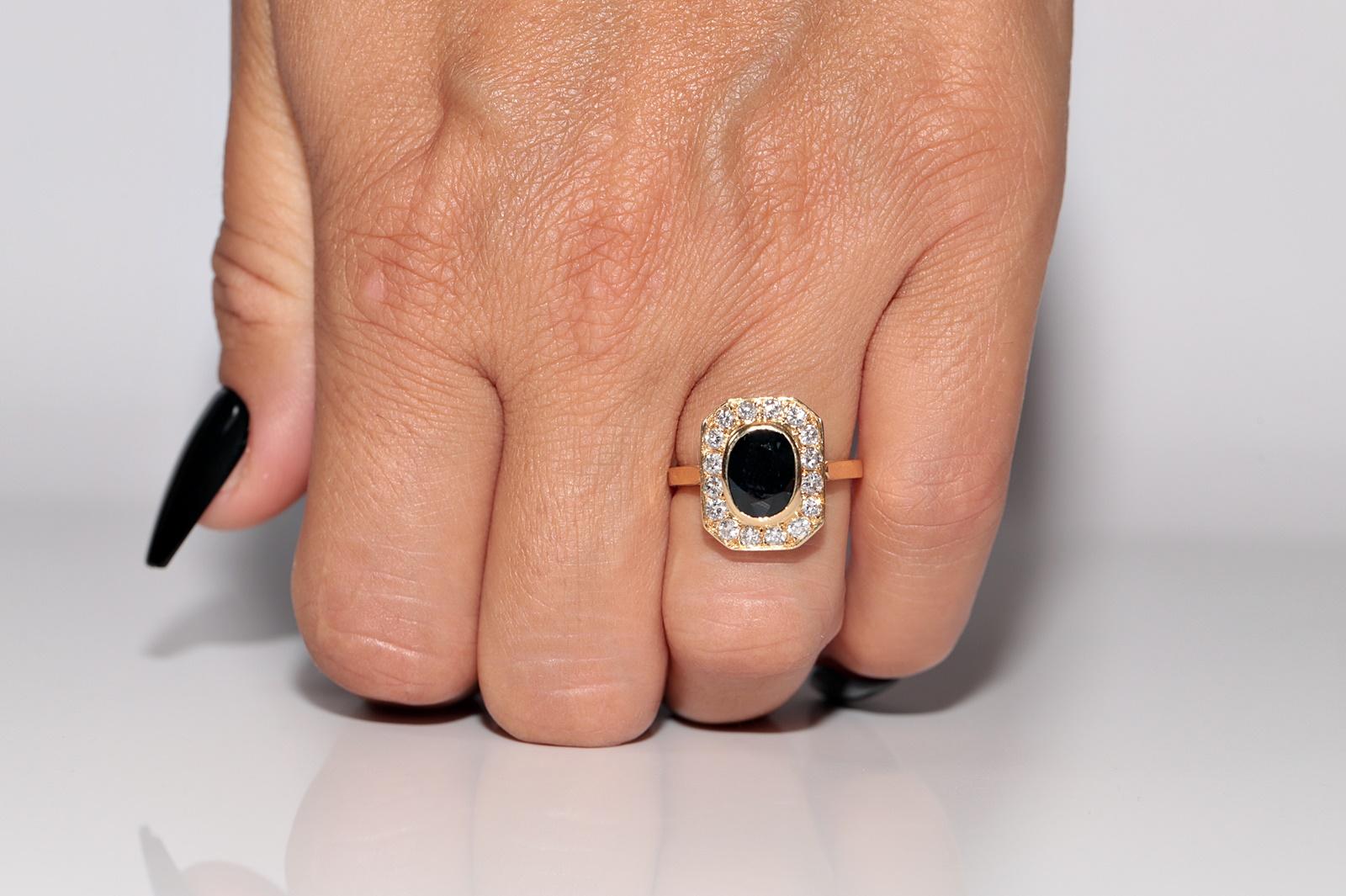 Dekorierter Vintage-Ring mit natürlichem Diamant und Saphir, ca. 1980er Jahre im Angebot 9