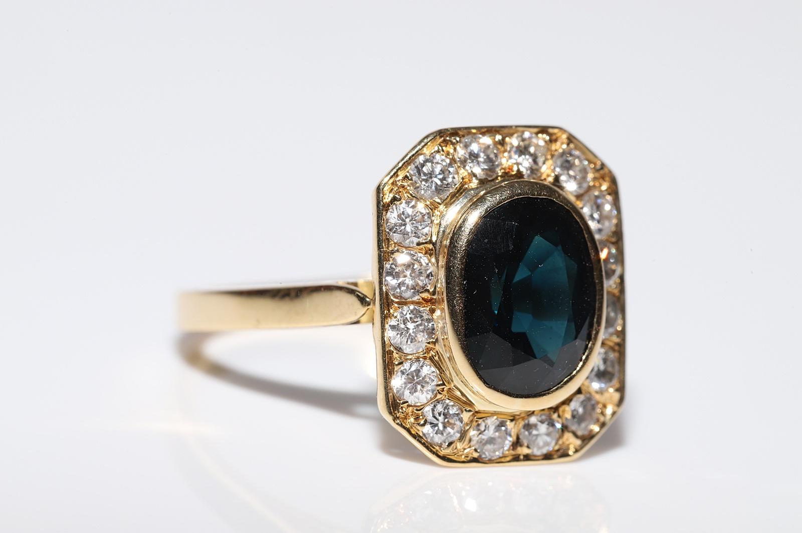 Dekorierter Vintage-Ring mit natürlichem Diamant und Saphir, ca. 1980er Jahre im Zustand „Gut“ im Angebot in Fatih/İstanbul, 34