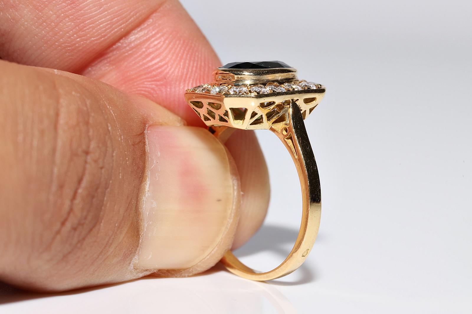 Dekorierter Vintage-Ring mit natürlichem Diamant und Saphir, ca. 1980er Jahre im Angebot 1