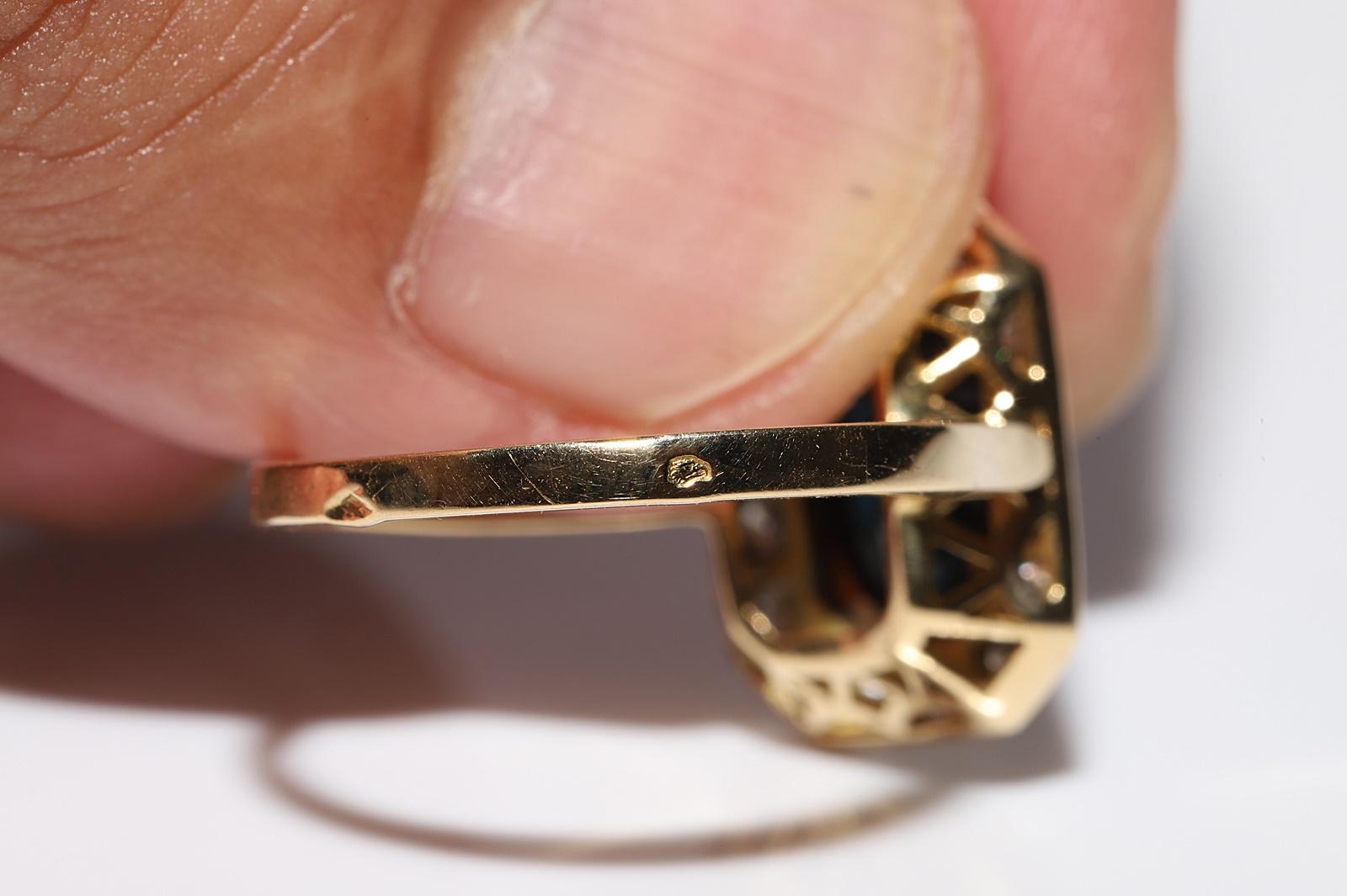 Dekorierter Vintage-Ring mit natürlichem Diamant und Saphir, ca. 1980er Jahre im Angebot 2