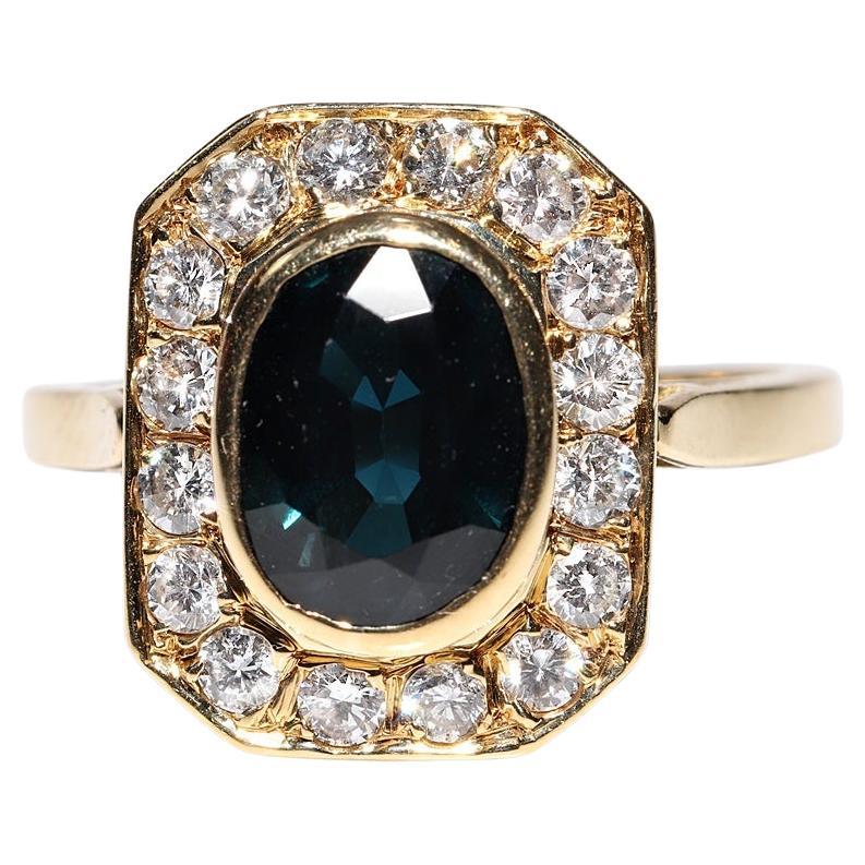 Anello decorato con diamanti e zaffiri naturali, vintage, anni 
80, circa.