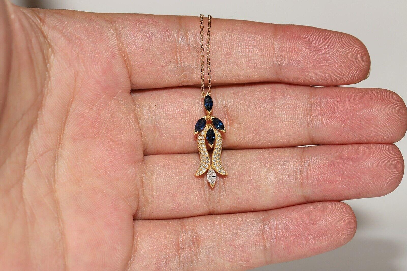 Vintage Circa 1980s Natural Diamond And Sapphire Decorated Tulip Necklace For Sale 8