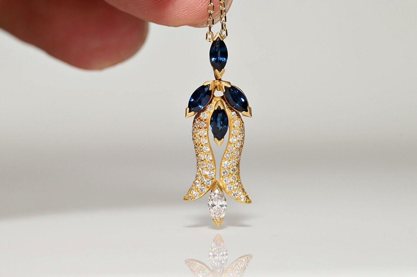 Vintage Circa 1980s Natural Diamond And Sapphire Decorated Tulip Necklace For Sale 9