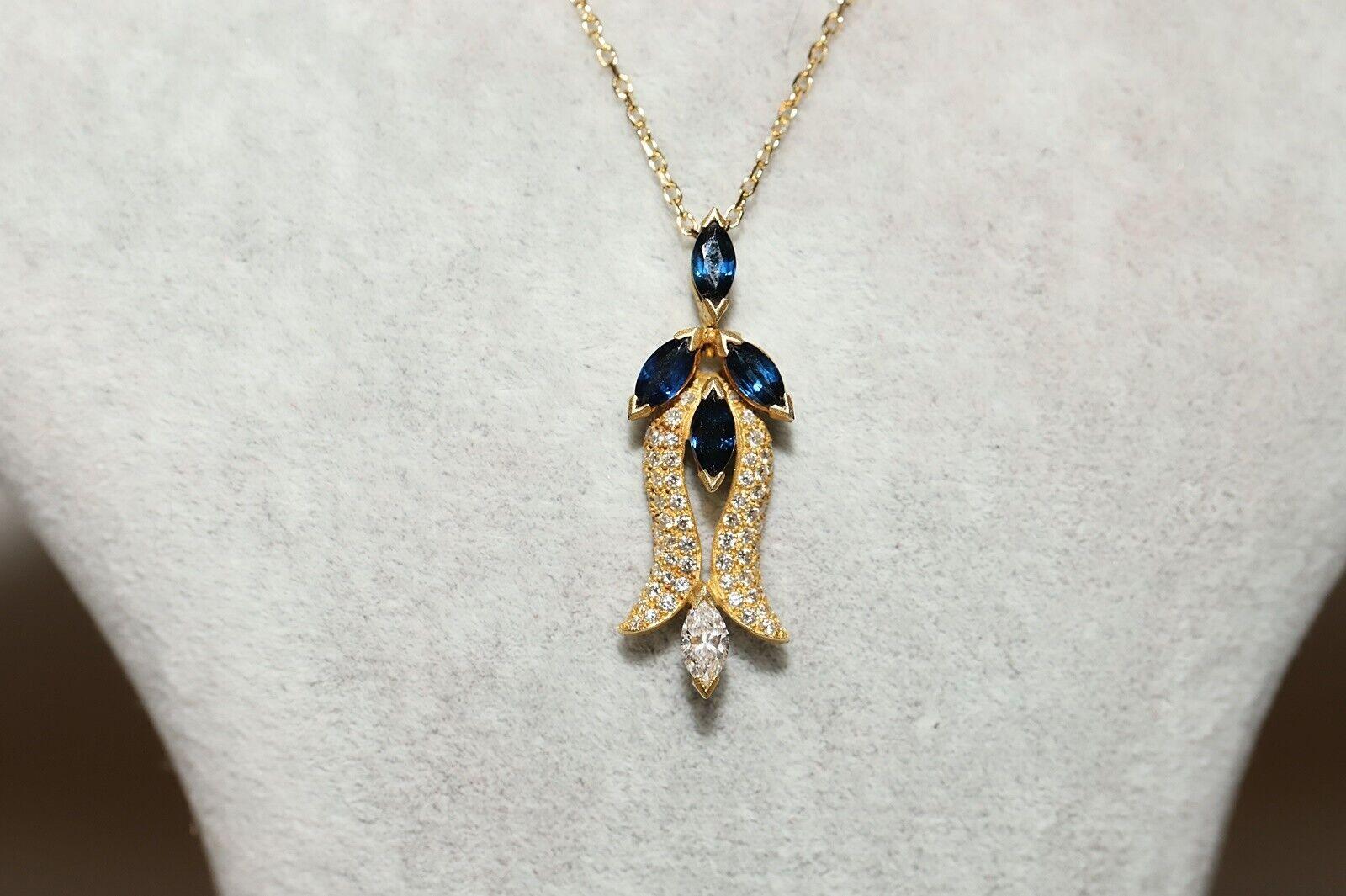 Retro Vintage Circa 1980s Natural Diamond And Sapphire Decorated Tulip Necklace For Sale