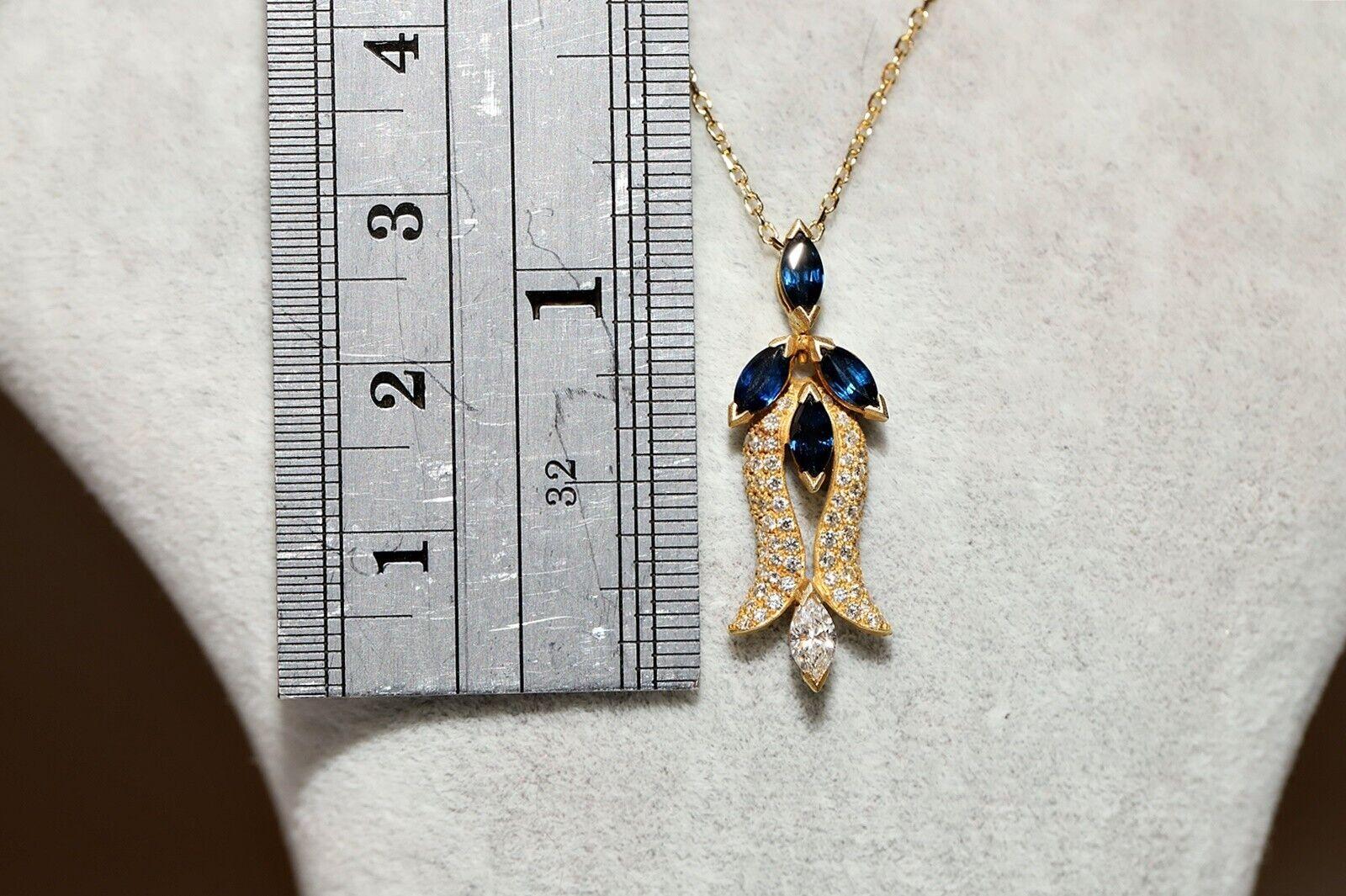 Vintage Circa 1980s Natural Diamond And Sapphire Decorated Tulip Necklace In Good Condition For Sale In Fatih/İstanbul, 34