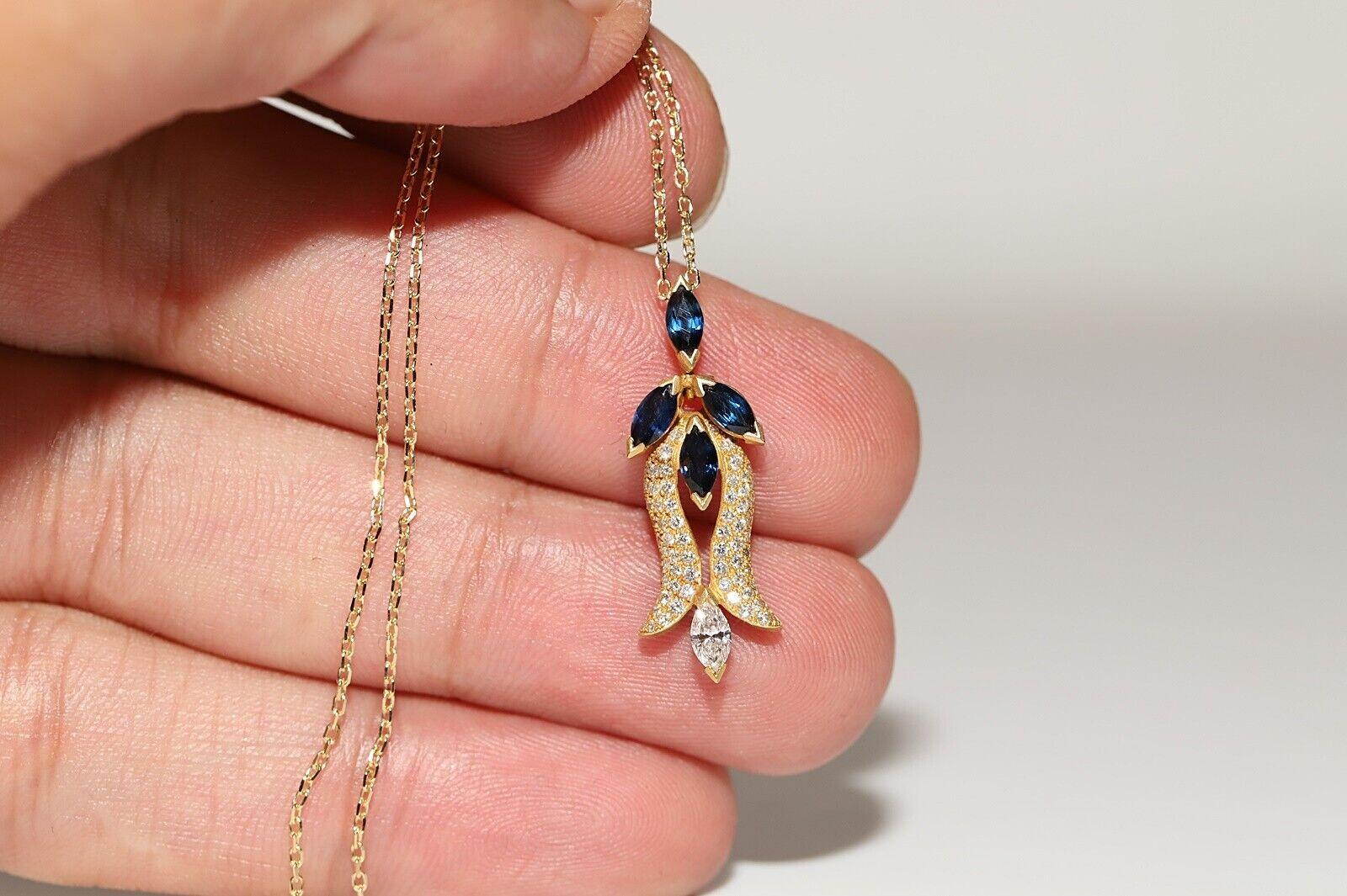 Women's Vintage Circa 1980s Natural Diamond And Sapphire Decorated Tulip Necklace For Sale
