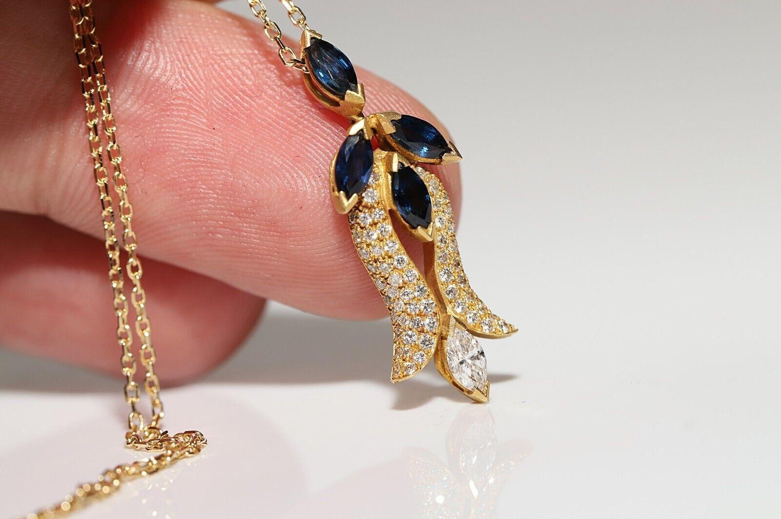 Vintage Circa 1980s Natural Diamond And Sapphire Decorated Tulip Necklace For Sale 1