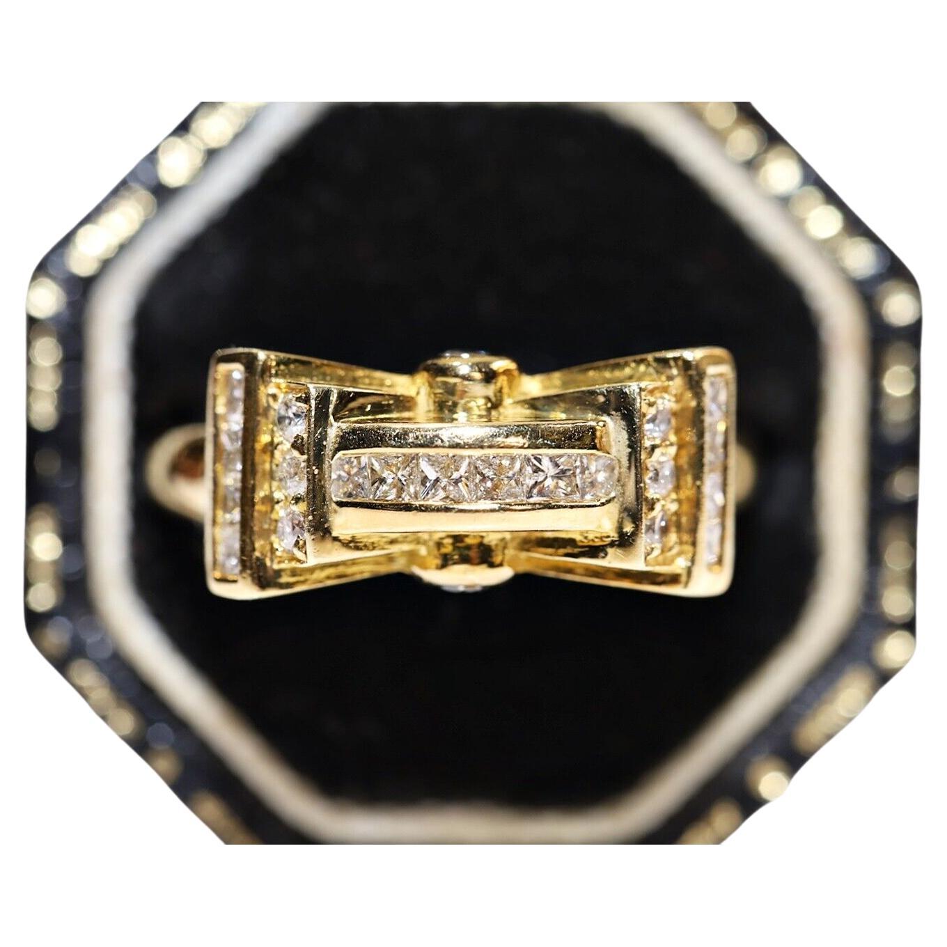 Vintage Circa 1980s Natural Diamond Decorated Strong Ring  For Sale