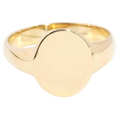 Vintage Circa 1980s Oval Signet Ring 18 Carat Yellow Gold
