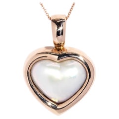 Vintage Circa 1980s Pearl Heart Enhancer Pendant 9 Carat Rose Gold