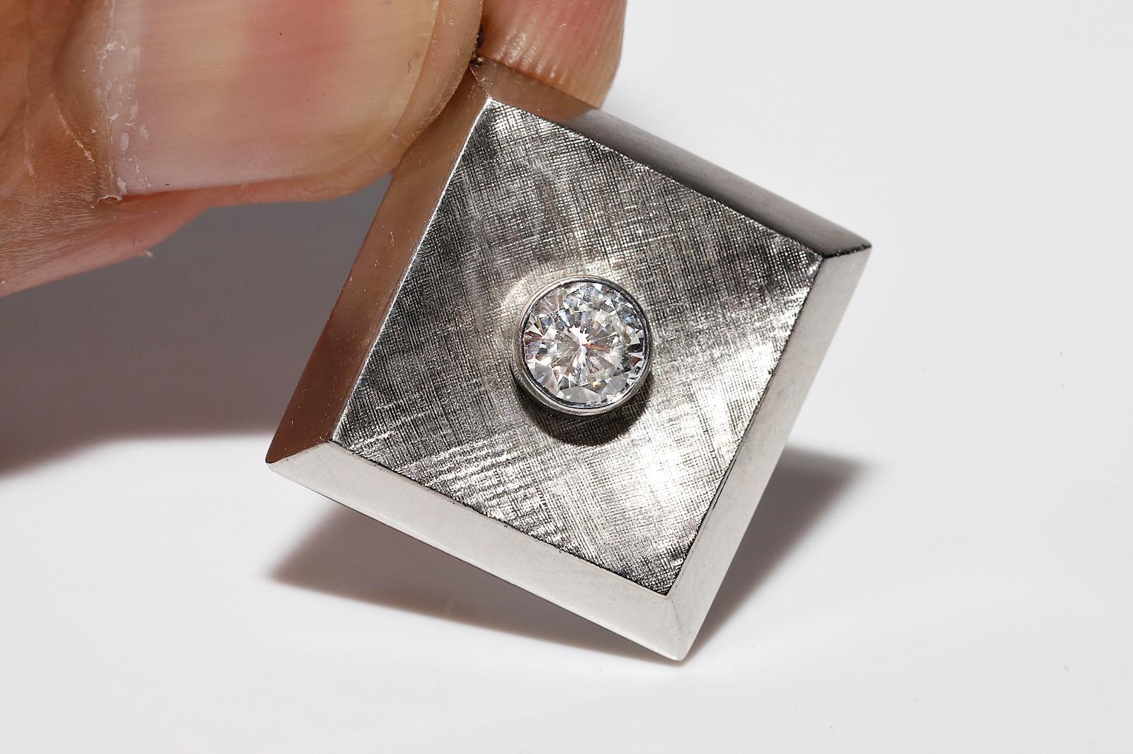 Halskette mit Solitär-Anhänger aus Platin und Gold mit natürlichen Diamanten, Vintage, ca. 1980er Jahre im Angebot 6