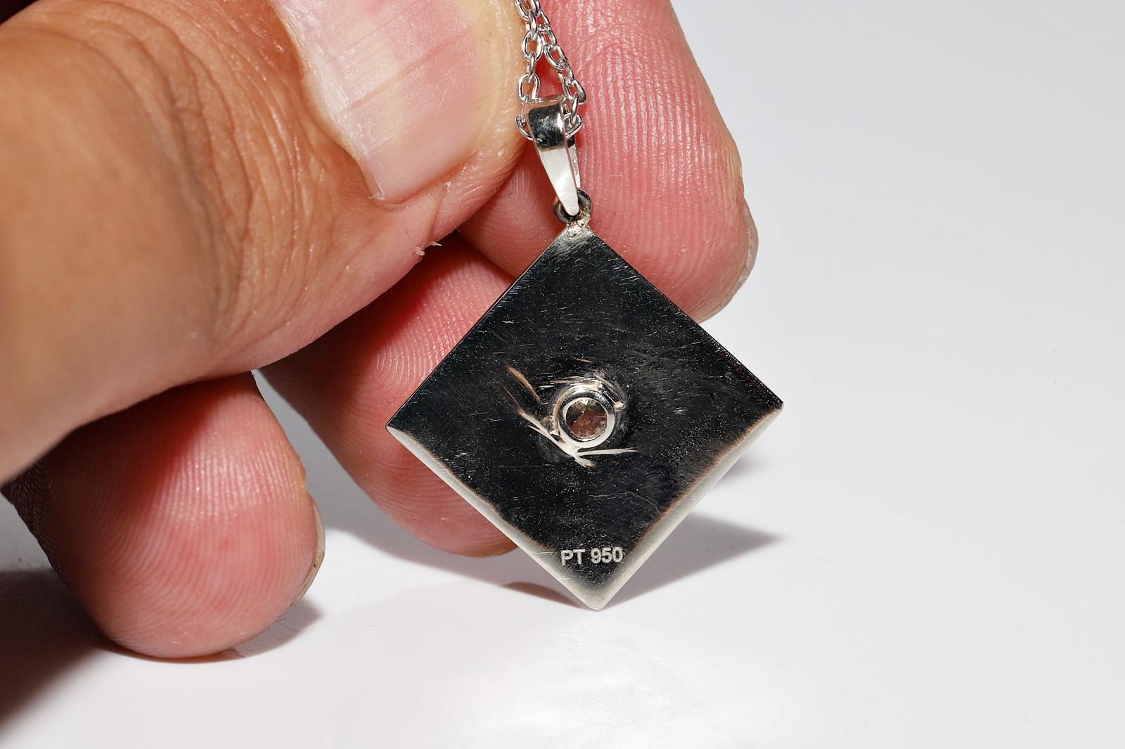 Halskette mit Solitär-Anhänger aus Platin und Gold mit natürlichen Diamanten, Vintage, ca. 1980er Jahre im Angebot 3