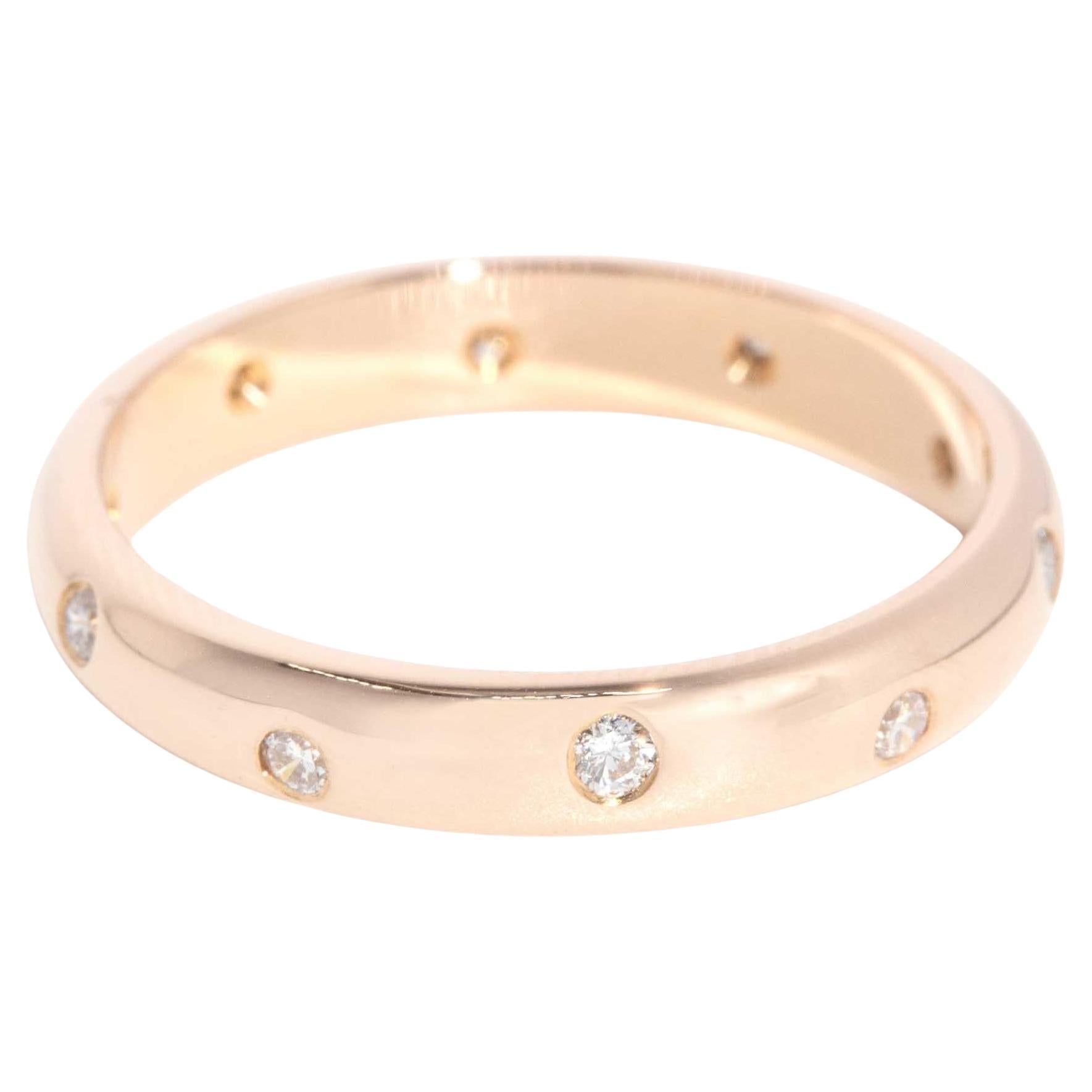Vintage Circa 1980s Round Brilliant Diamond Hammer Set Band 18 Carat Rose Gold