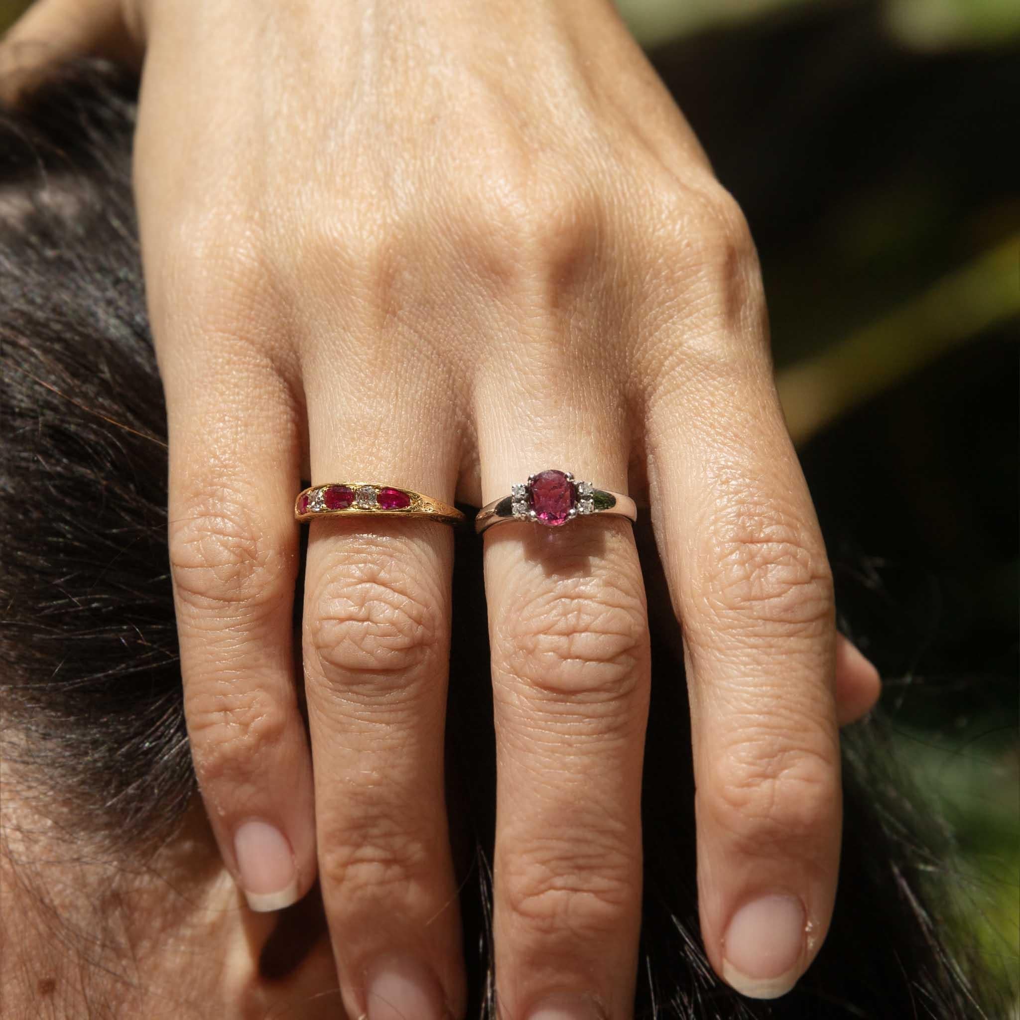 Vintage Circa 1980s Ruby & Diamond Ring 14 Carat White Gold For Sale 5