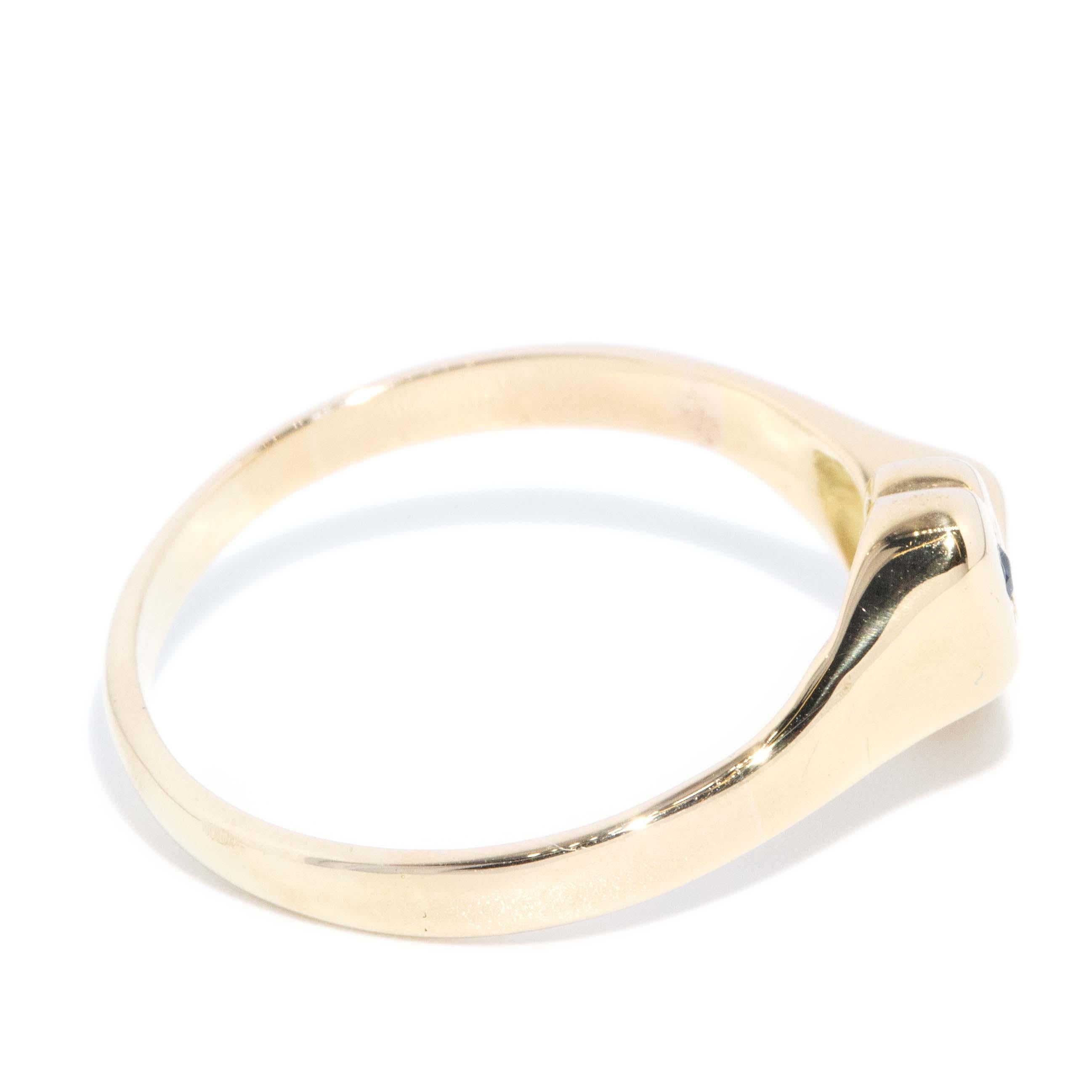 Vintage Circa 1980s Toi Et Moi Sapphire & Diamond Ring 14 Carat Gold For Sale 1