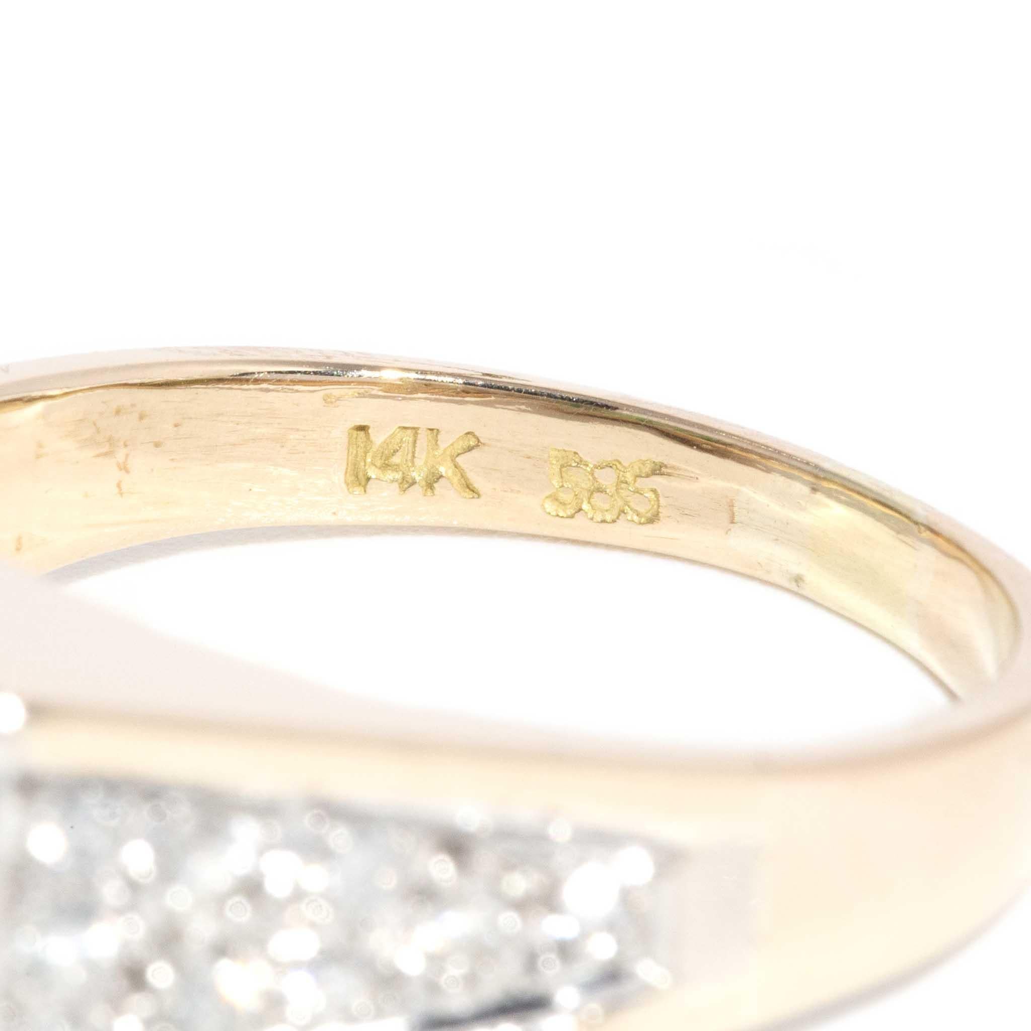 Bague vintage en or jaune et blanc 14 carats des années 1980 en vente 5