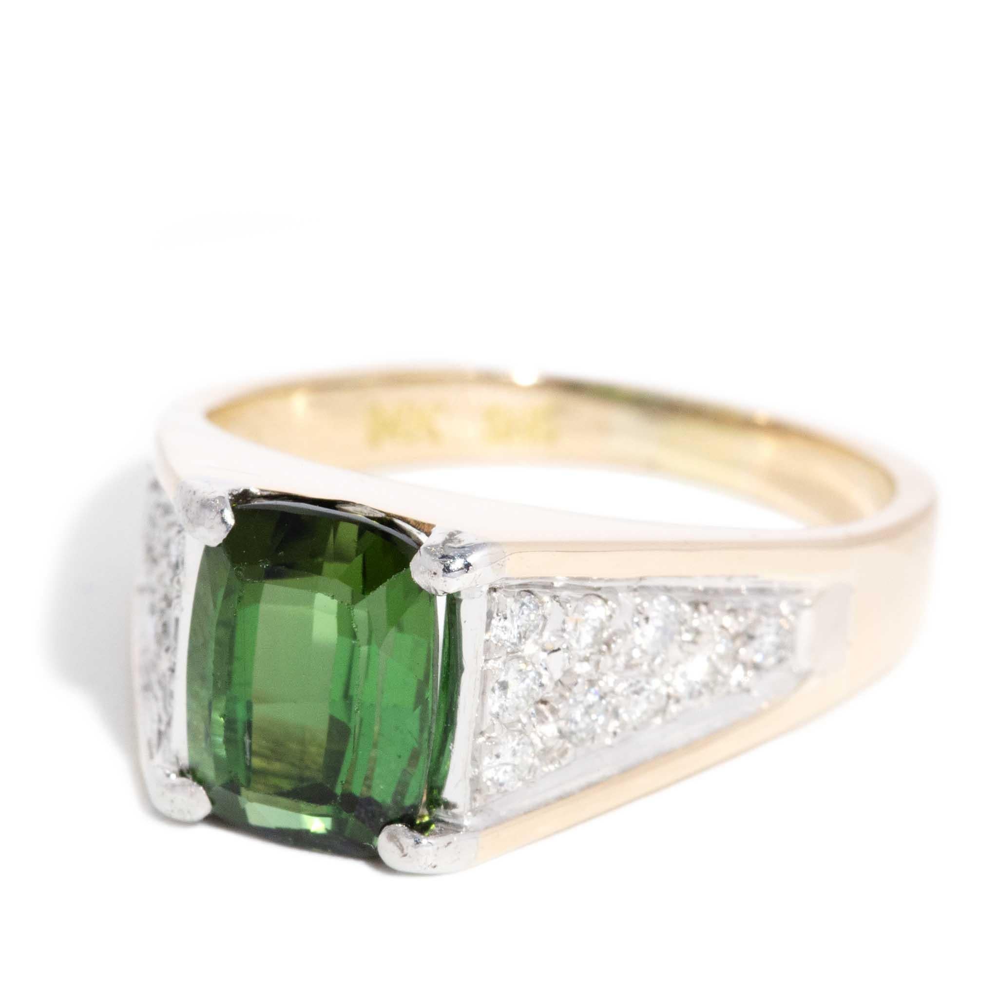 Moderne Bague vintage en or jaune et blanc 14 carats des années 1980 en vente