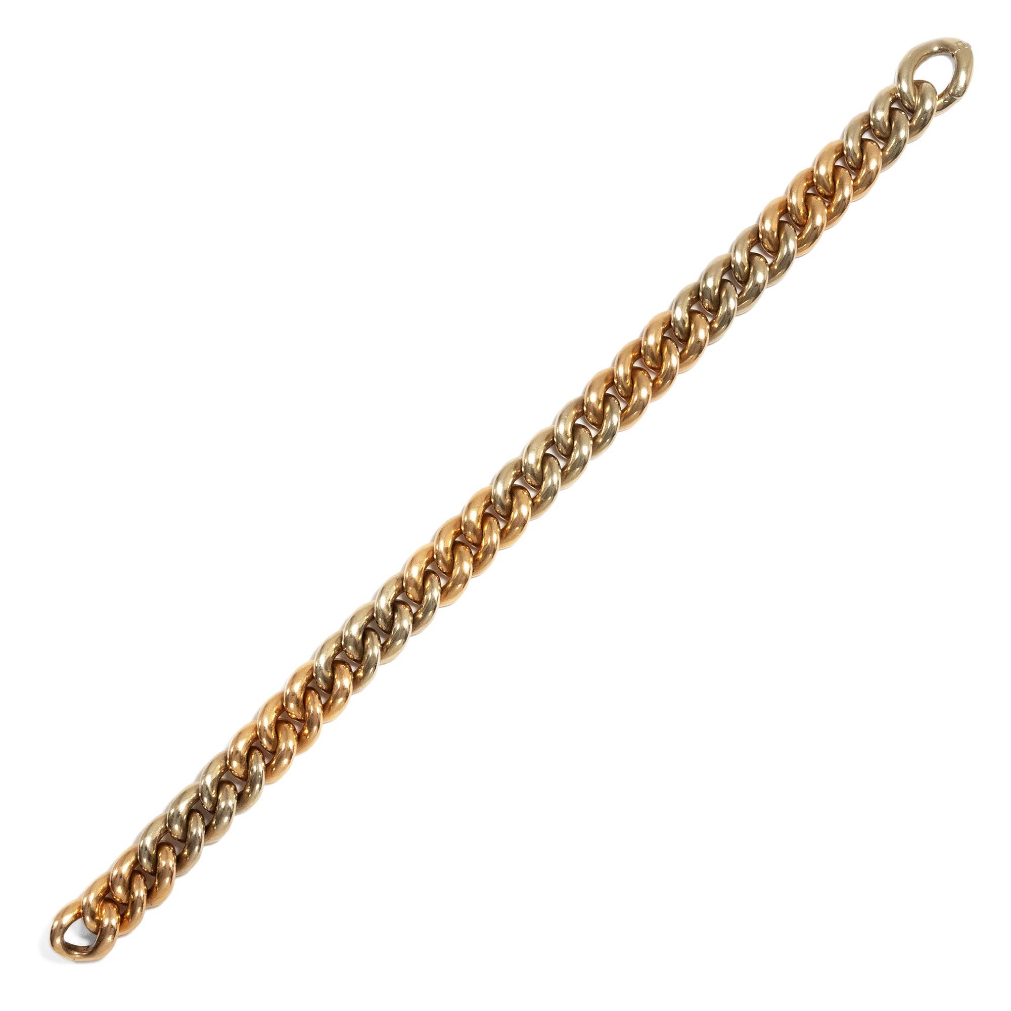 Vintage circa 1981, Pomellato 18 Karat Two-Tone Gold Necklace Two Bracelets Set For Sale 7