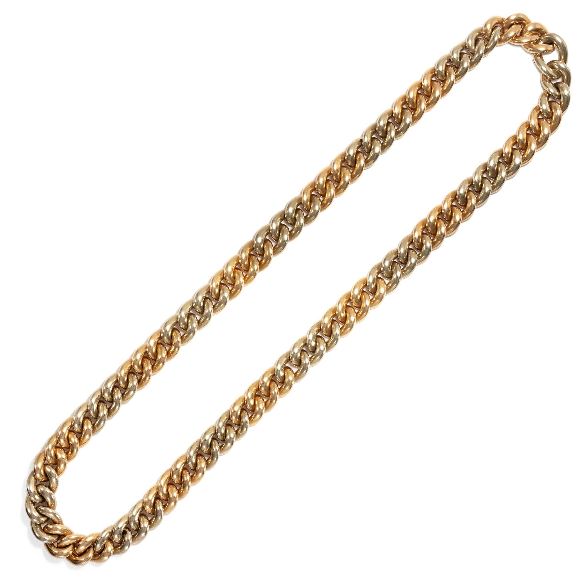 Vintage circa 1981, Pomellato 18 Karat Two-Tone Gold Necklace Two Bracelets Set For Sale 1