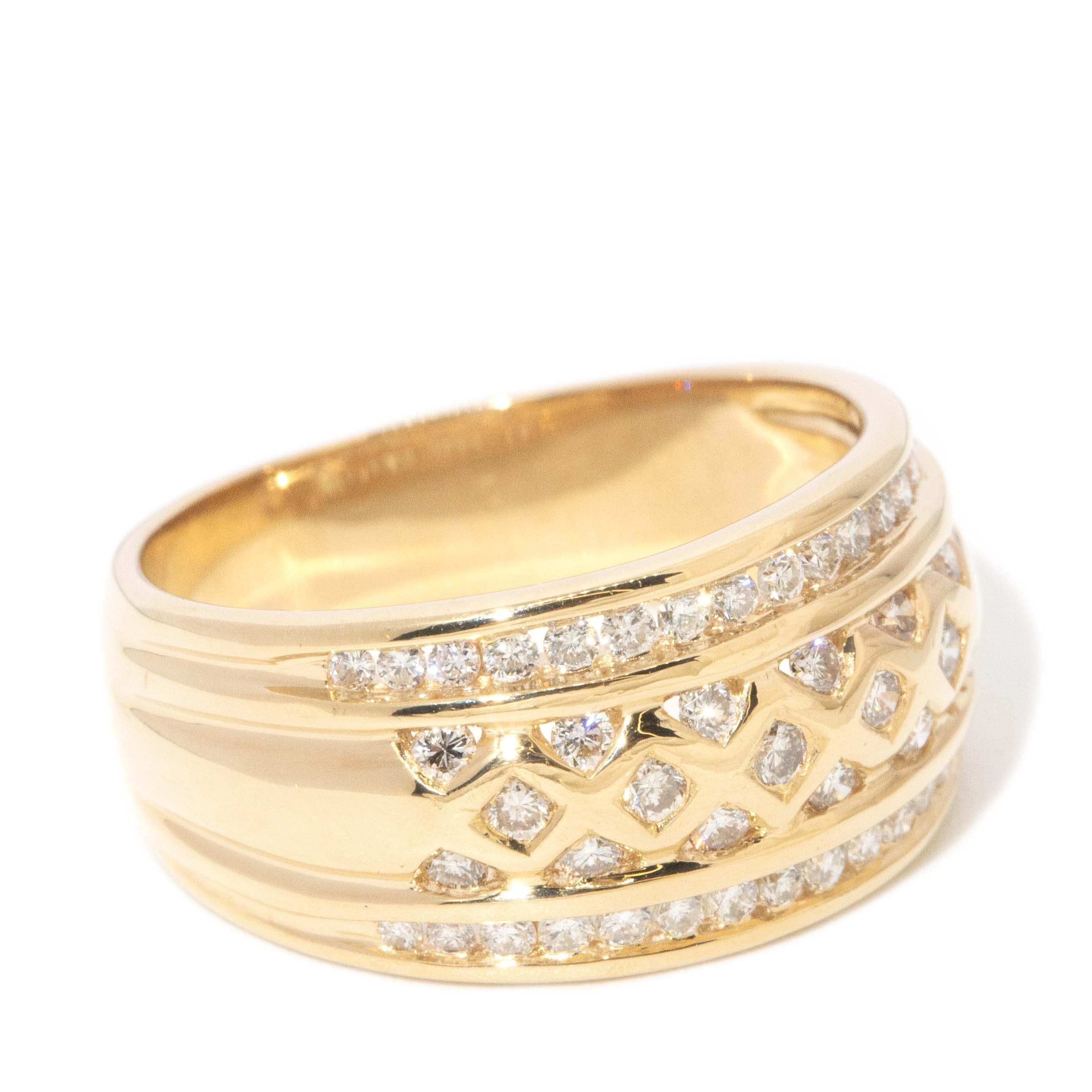 Moderno Vintage By, anni '90, 0,55 ct. di diamanti, anello a pieghe in oro 18 carati in vendita