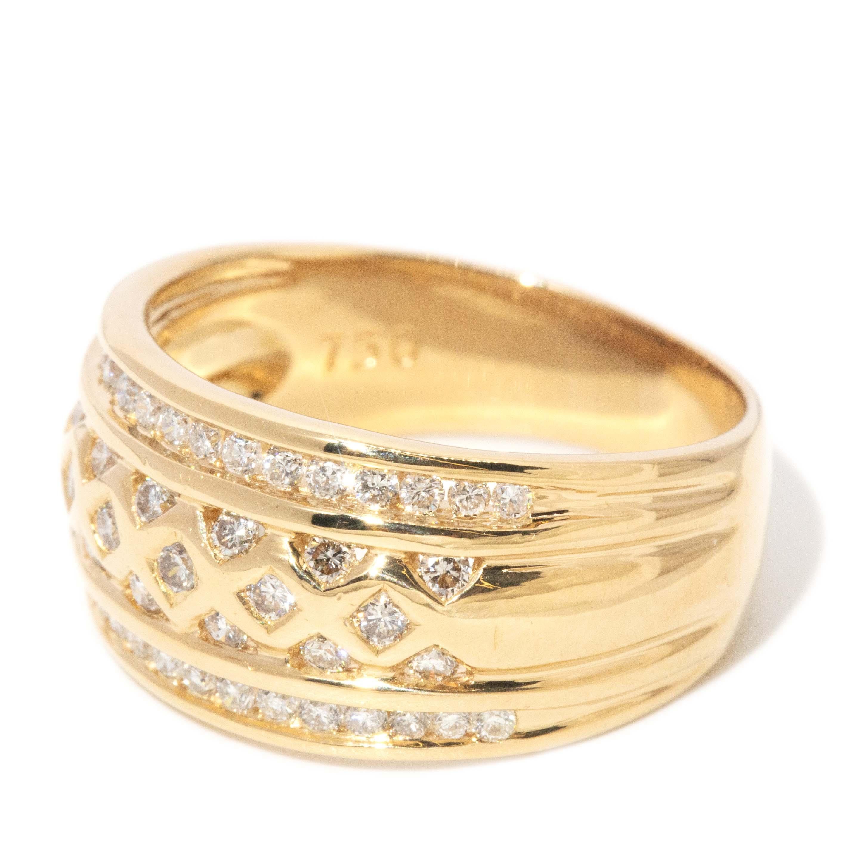 Vintage By, anni '90, 0,55 ct. di diamanti, anello a pieghe in oro 18 carati In condizioni buone in vendita a Hamilton, AU