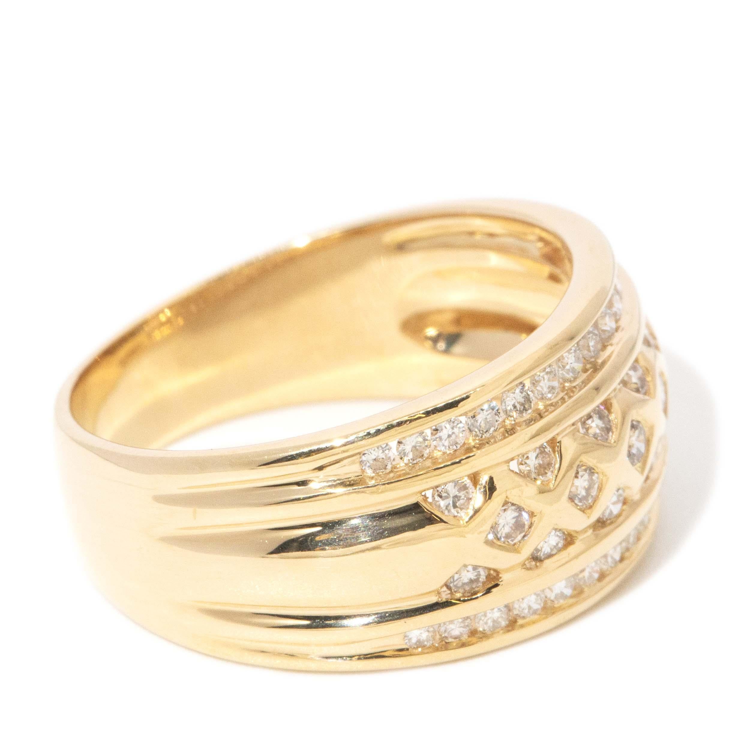 Vintage By, anni '90, 0,55 ct. di diamanti, anello a pieghe in oro 18 carati in vendita 1
