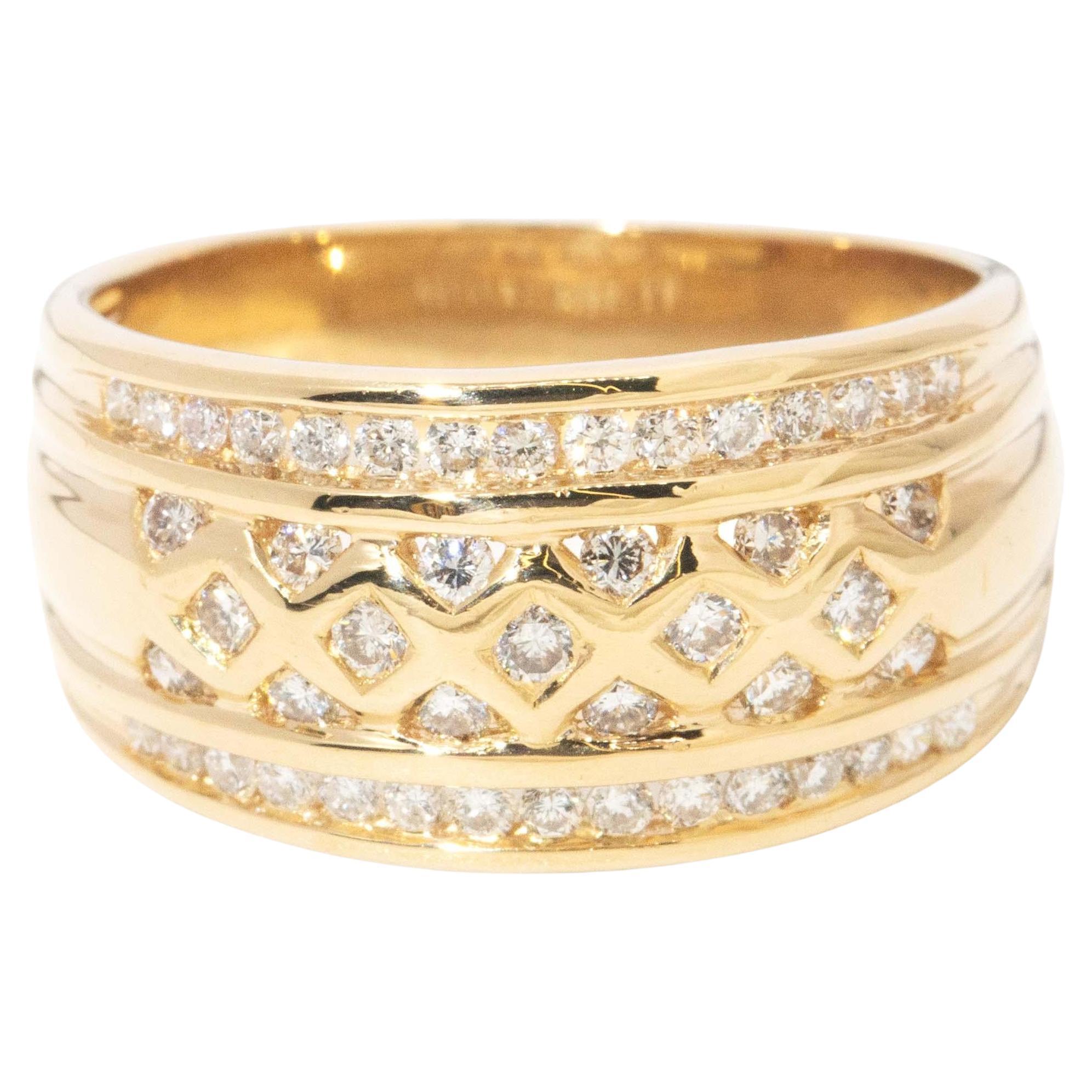Vintage Circa 1990s 0.55ct Diamond Pleated Dress Ring 18 Carat Gold