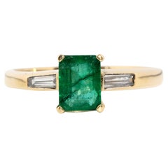 Vintage Circa 1990s 1.04 Carat Emerald & Diamond Trilogy Ring 18 Carat Gold